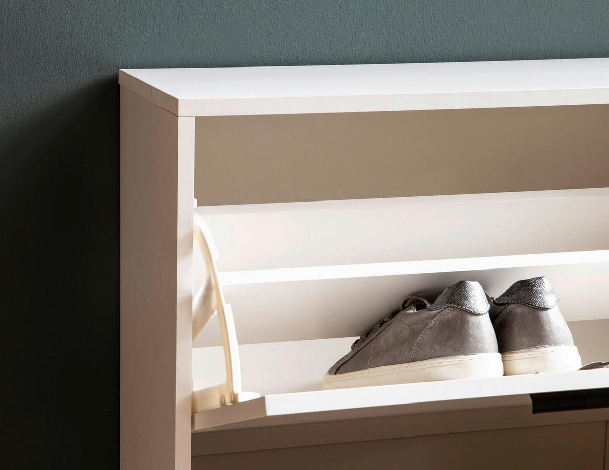 Schuhschrank weiß B/H/T: ca. 90x120x24 cm Schuhschrank - weiß (90,00/120,00/24,00cm) - Wohnling
