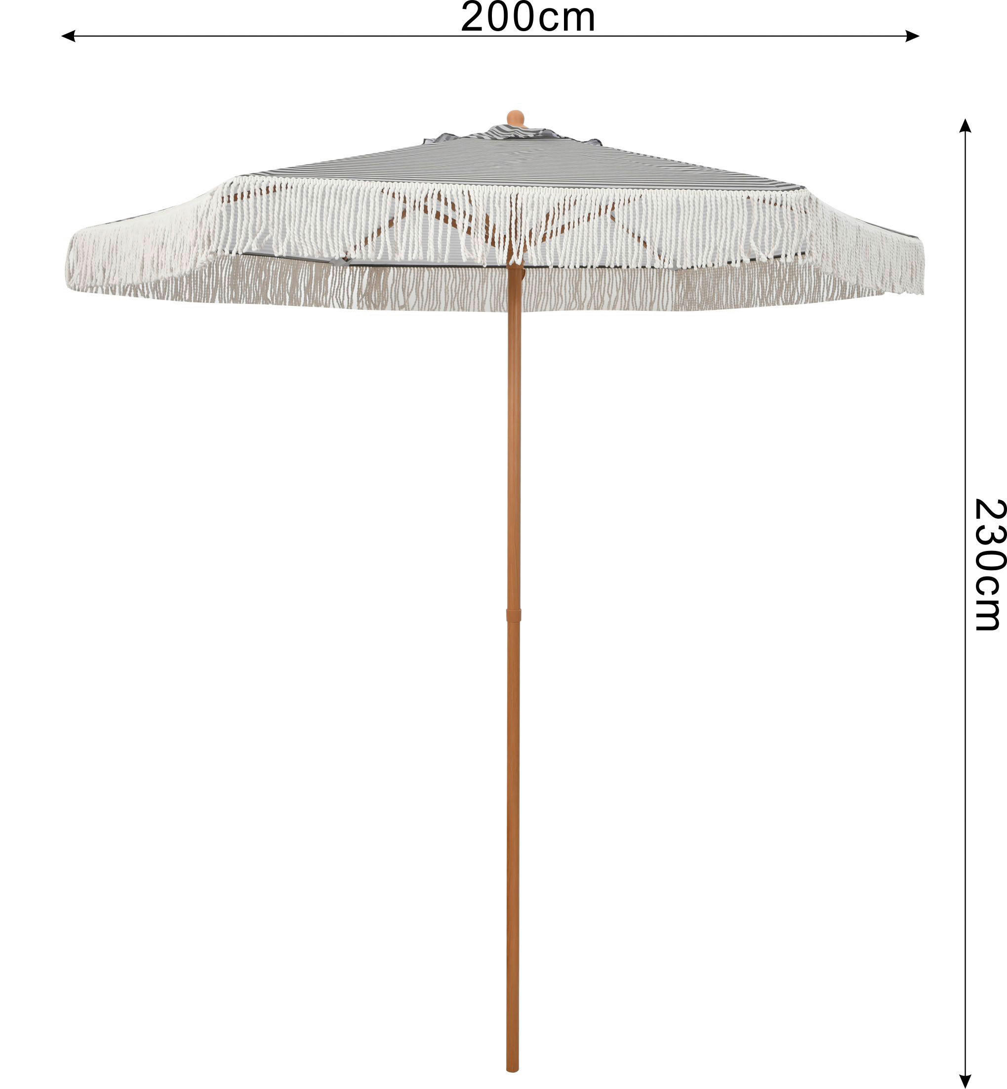 POCOline Sonnenschirm grau Stahl H/D: ca. 230x200 cm Sonnenschirm_mit_Qasten - weiß/grau (200,00/230,00cm) - POCOline