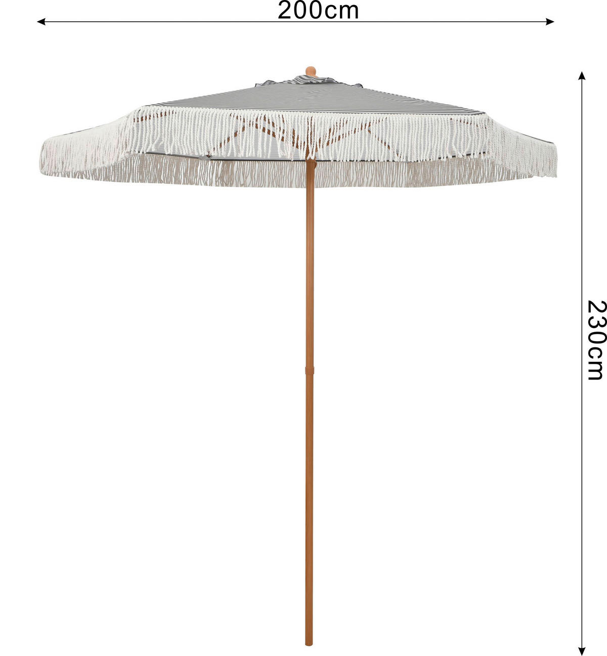 POCOline Sonnenschirm grau Stahl H/D: ca. 230x200 cm Sonnenschirm_mit_Qasten - weiß/grau (200,00/230,00cm) - POCOline