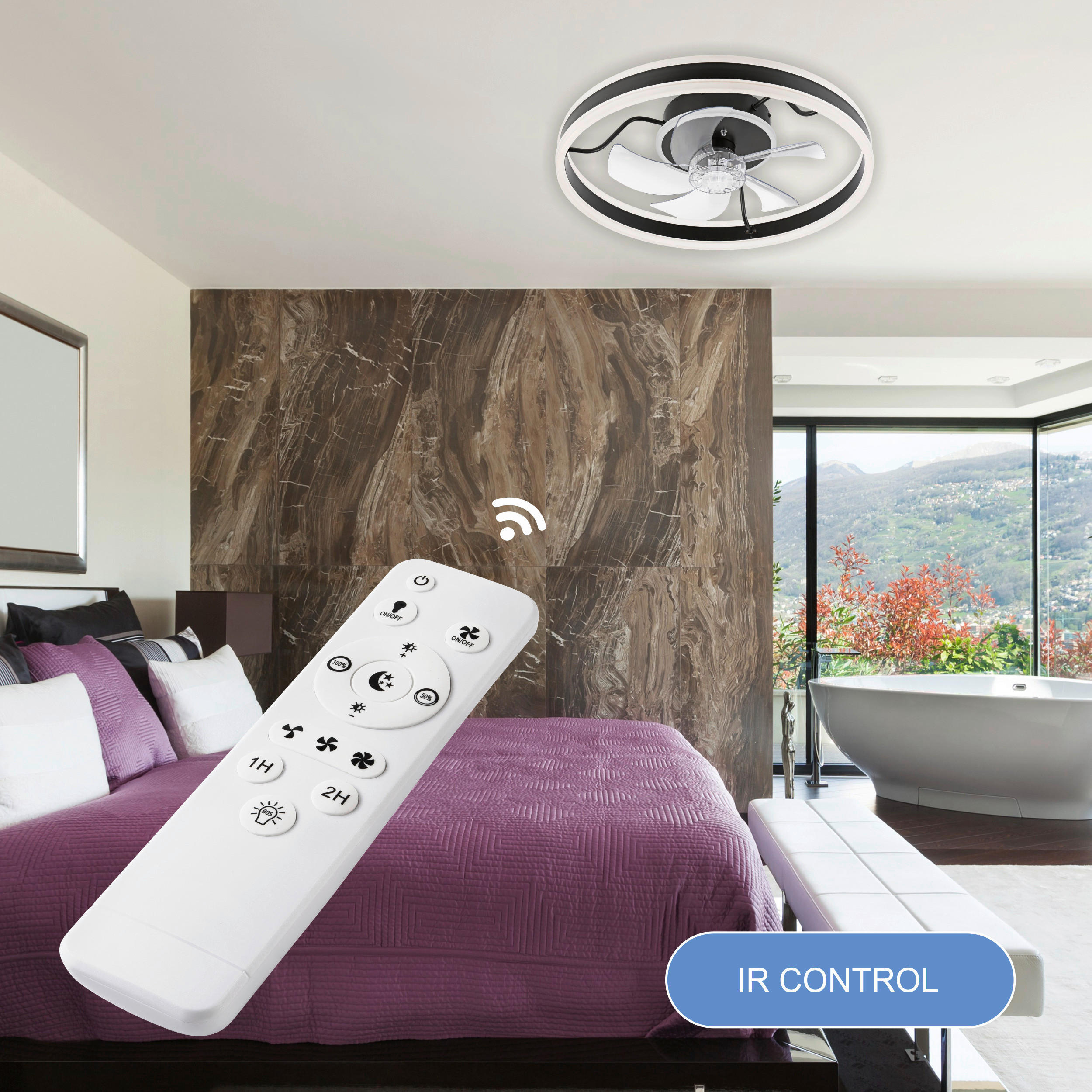 Lamkur LED-Deckenventilator FALCO 49915 schwarz H/L: ca. 17x50 cm max. 40 W Falco - schwarz (50,00cm) - Lamkur