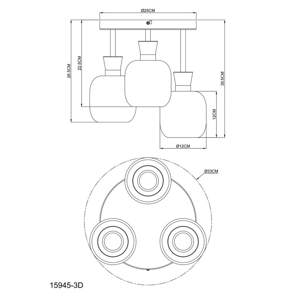 Thumbnail - GLOBO Deckenleuchte Chrom schwarz Metall Glas B/H/L: ca. 21x32x29 cm 3 Brennstellen