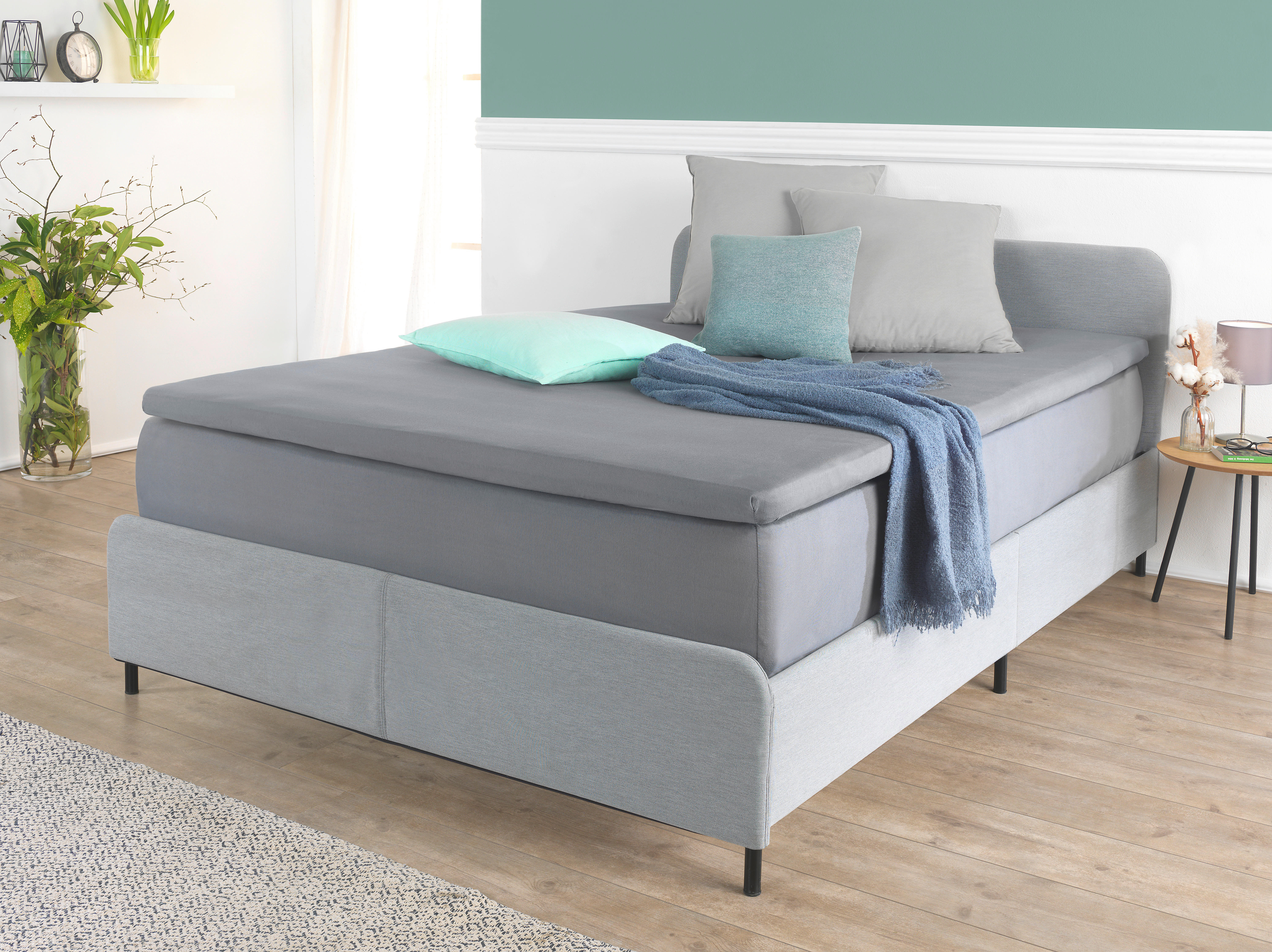 Spannbetttuch Baumwolle Spannbetttuch_Topper anthrazit - anthrazit (160,00/200,00cm)