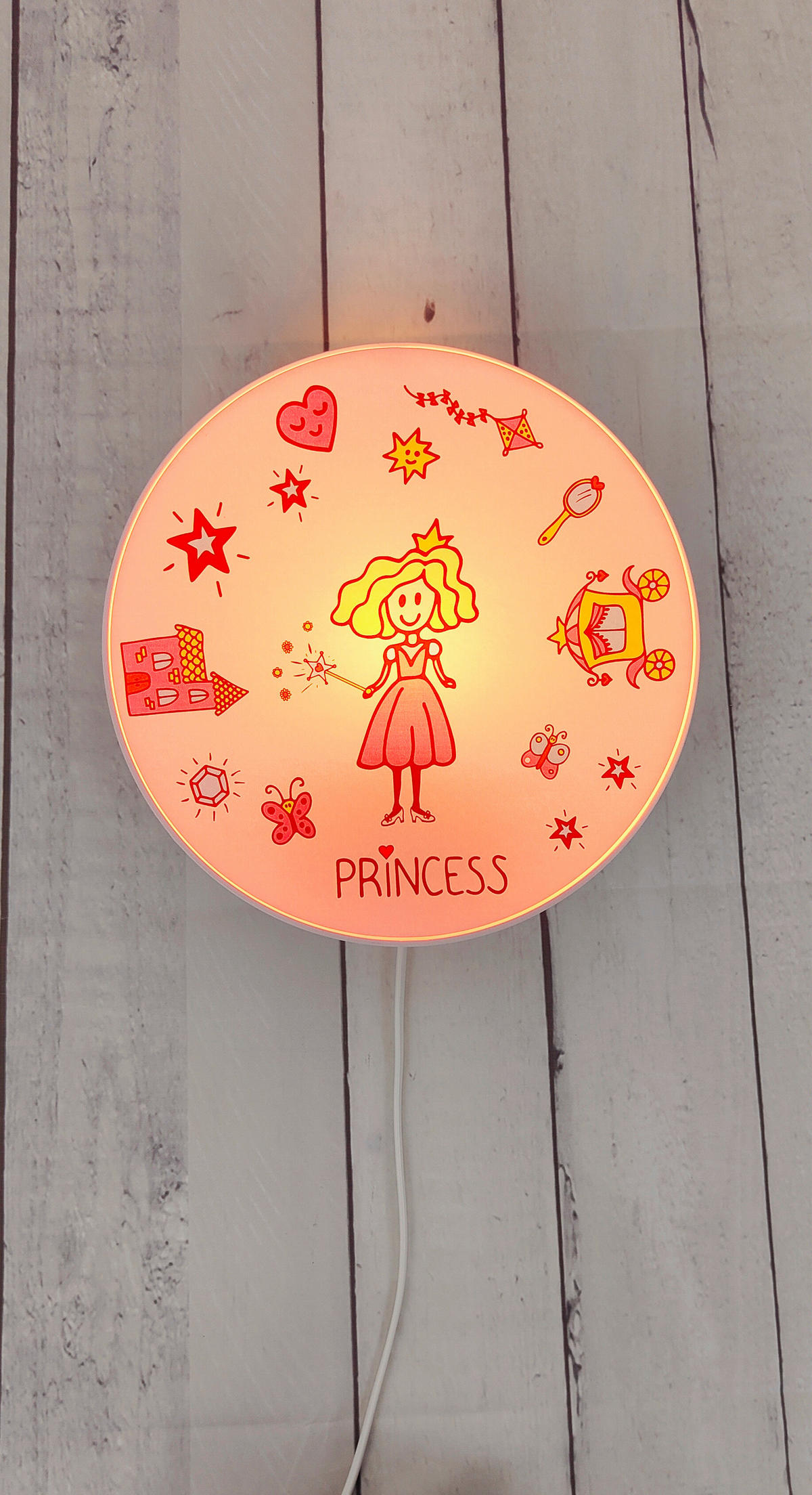 Niermann Kinderwandleuchte Princess 40680 rosa Kunststoff D: ca. 25 cm E14 1 Brennstellen Wandleuchte_Prinzessin - rosa (25,00cm) - Niermann