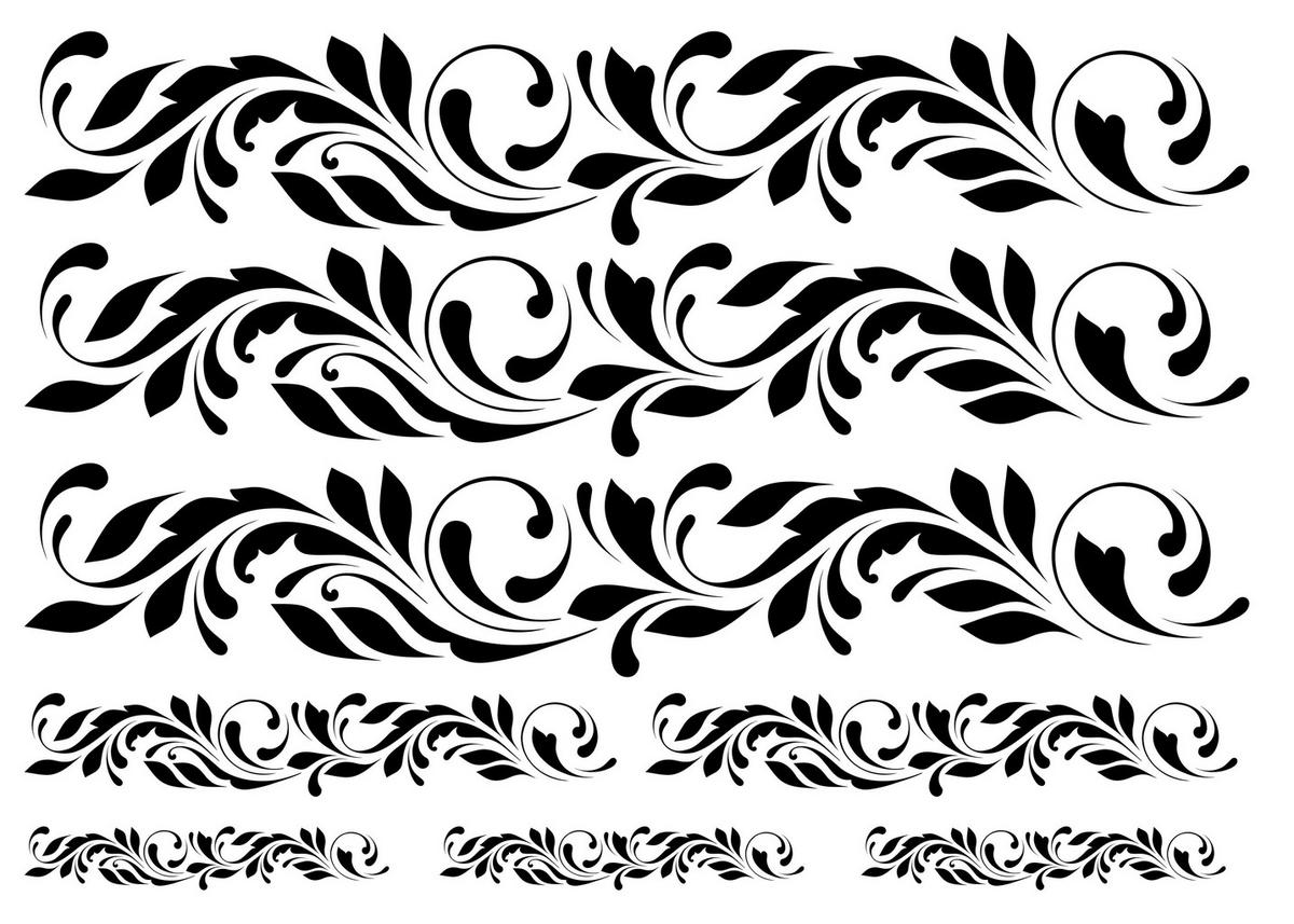 Dekosticker Ornament schwarz B/L: ca. 25x35 cm 2 tlg. Dekosticker Blumenranke - schwarz (25,00/35,00cm)