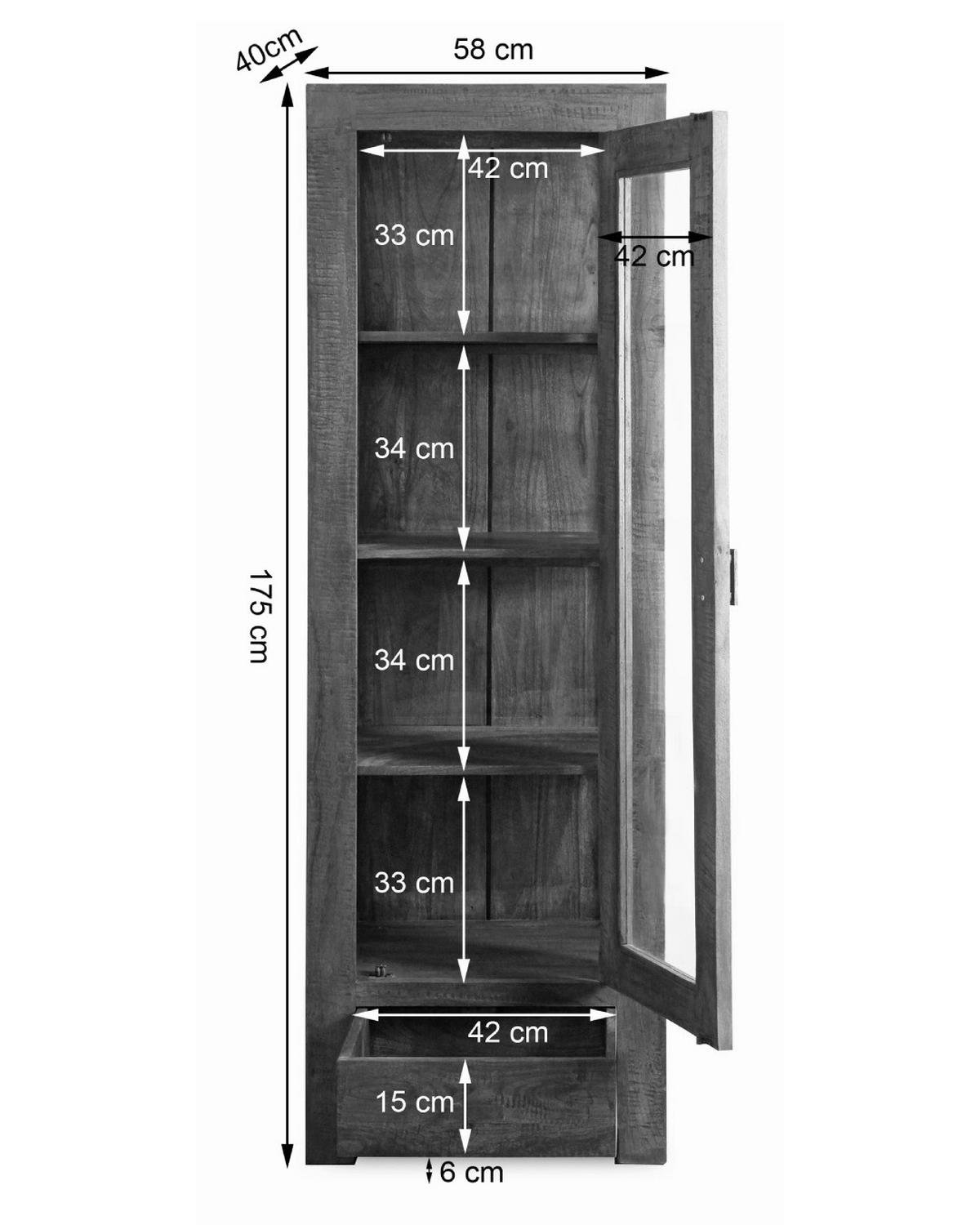 Vitrine Genua Akazie dunkel B/H/T: ca. 50x175x40 cm Genua - Akazie (50,00/175,00/40,00cm)