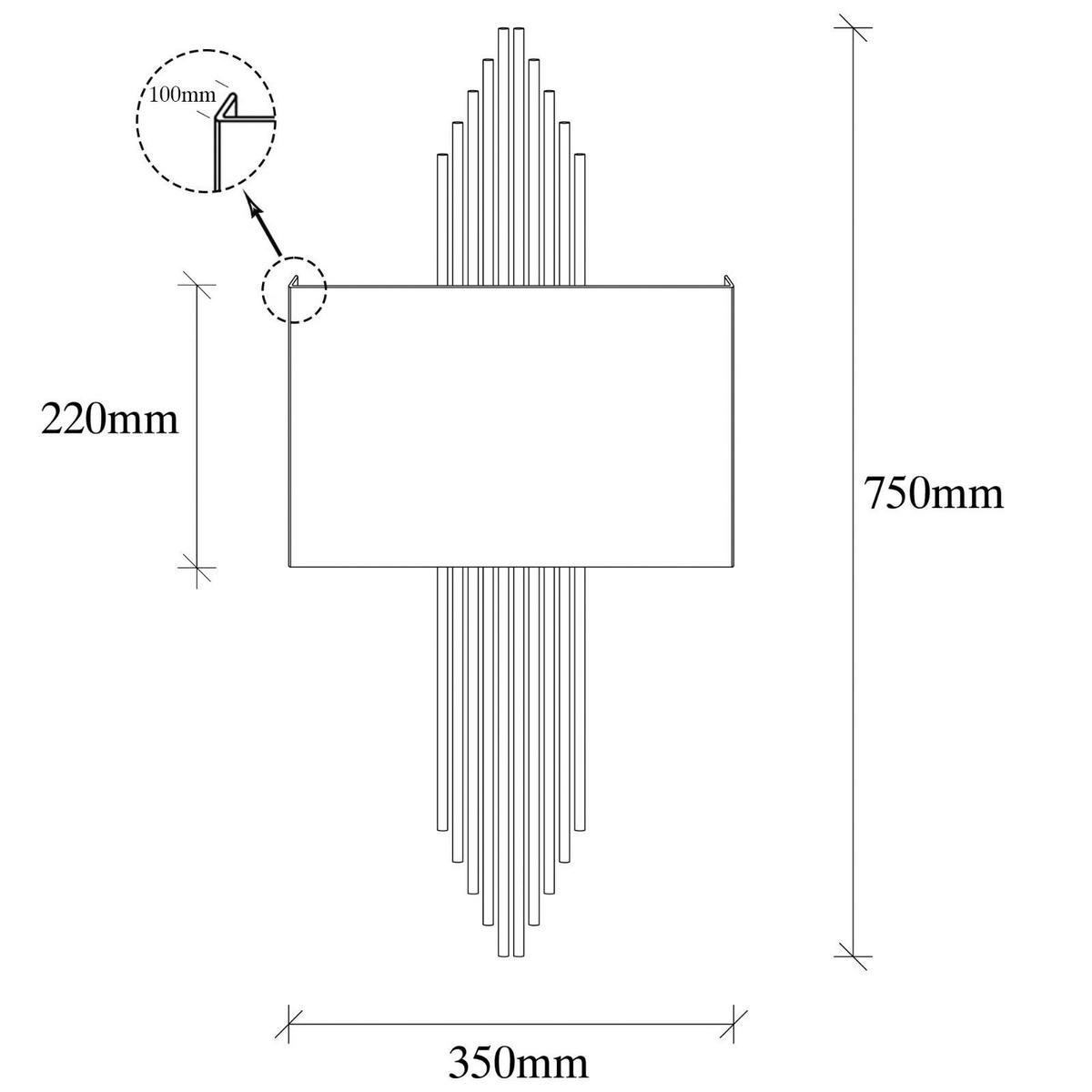 Opviq Wandleuchte Metall B/H/L: ca. 10x22x75 cm E27 1 Brennstellen Wandleuchte_615-A - (75,00/10,00/22,00cm) - Opviq