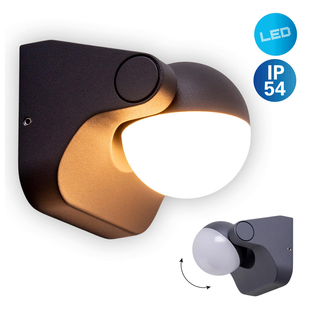 LED-Außenwandleuchte 1221897 anthrazit B/H/T: ca. 10,5x8,9x11,4 cm LED Außenwandleuchte Pallas mit LED - anthrazit (10,50/8,90/11,40cm) - Näve Leuchten