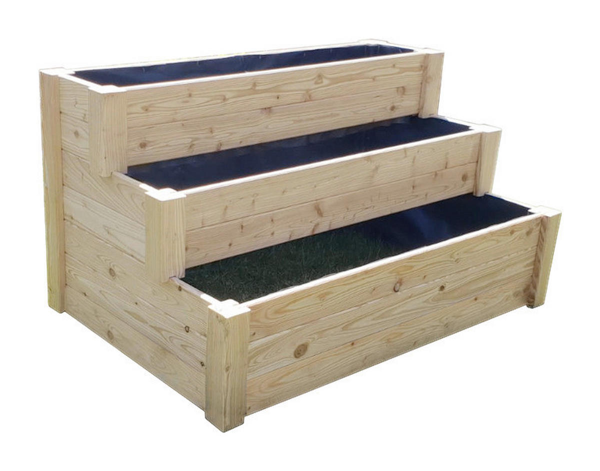 Westmann Treppenhochbeet Premium natur Lärche B/H/L: ca. 76x64x120 cm Premium - natur (120,00/76,00/64,00cm) - Westmann