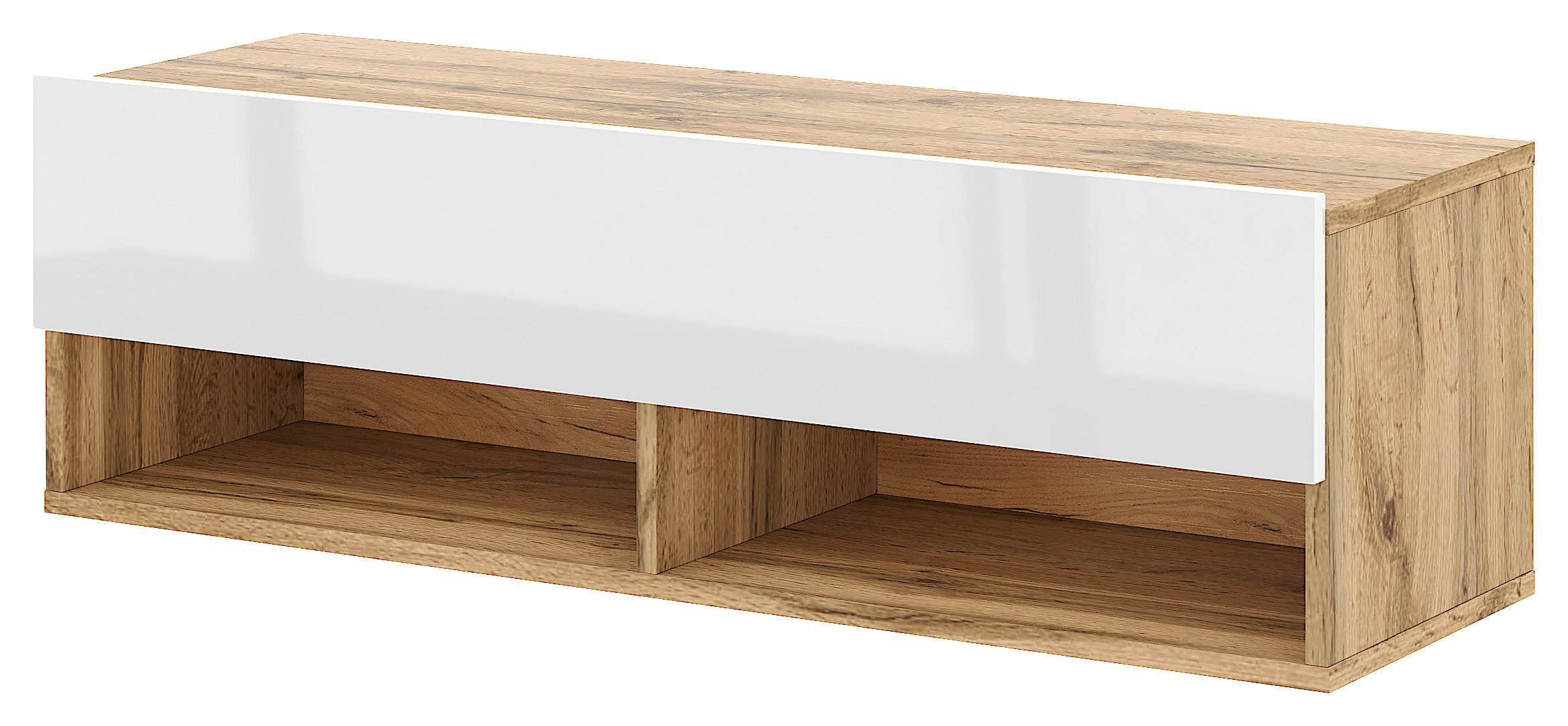 TV-Lowboard TV LOWBOARD DERBY 100 Eiche Wotan Nachbildung weiß glänzend B/H/T: ca. 100x32,5x31,5 cm TV LOWBOARD DERBY 100 - Eiche/weiß (100,00/32,50/31,50cm) - WIPMEB