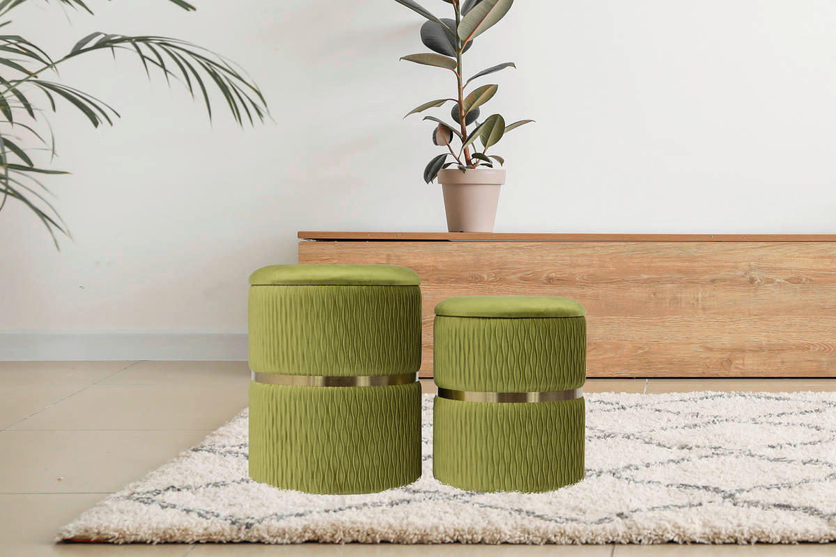 360 Living Hocker Milas 100 2er-Set Pistazie H/D: ca. 44x36 cm Milas 100 2er-Set - Pistazie (36,00/44,00cm) - 360 Living