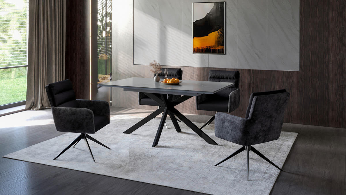 Tisch Chiara Marmoroptik grau anthrazit stone Metall B/H/T: ca. 200x76x90 cm Chiara - Marmoroptik/anthrazit (200,00/76,00/90,00cm) - Hela
