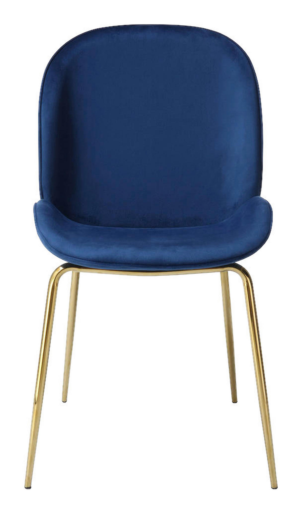 Stuhl Charlize 100 2er blau Microfaser B/H/T: ca. 48x87x59 cm Charlize 100 2er - blau/messing (48,00/87,00/59,00cm) - 360 Living