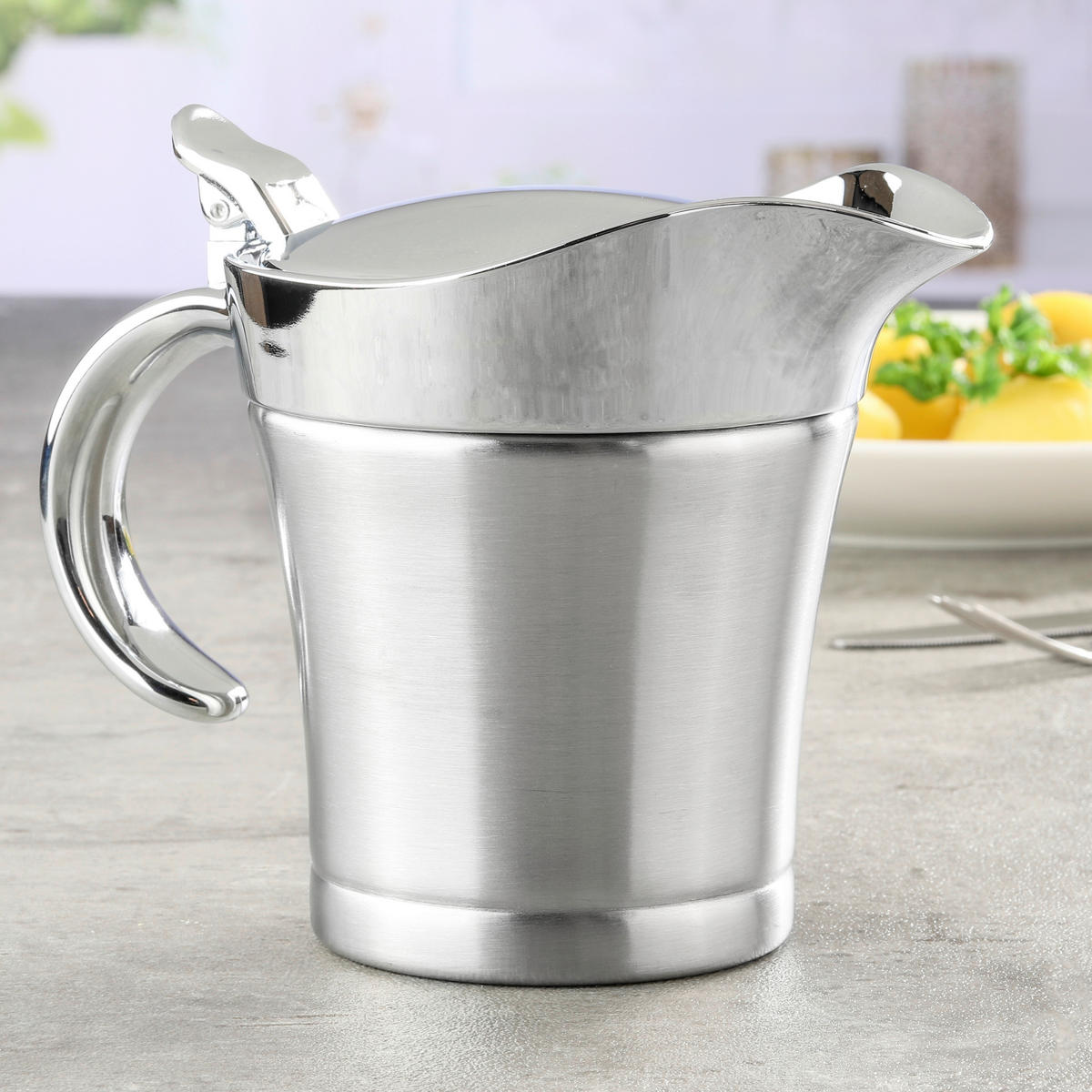 HI Thermo-Sauciere silber Edelstahl B/H/L: ca. 11,5x14,5x17,5 cm Thermo-Sauciere - silber (17,50/11,50/14,50cm) - HI