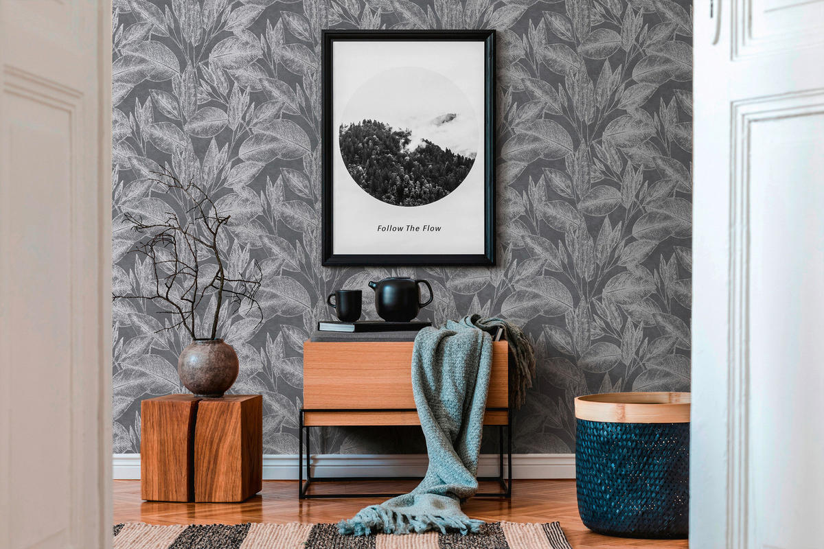 A.S.Creation Vliestapete Attractive Floral schwarz B/L: ca. 53x1005 cm Attractive - schwarz (53,00/1005,00cm) - A.S.Creation