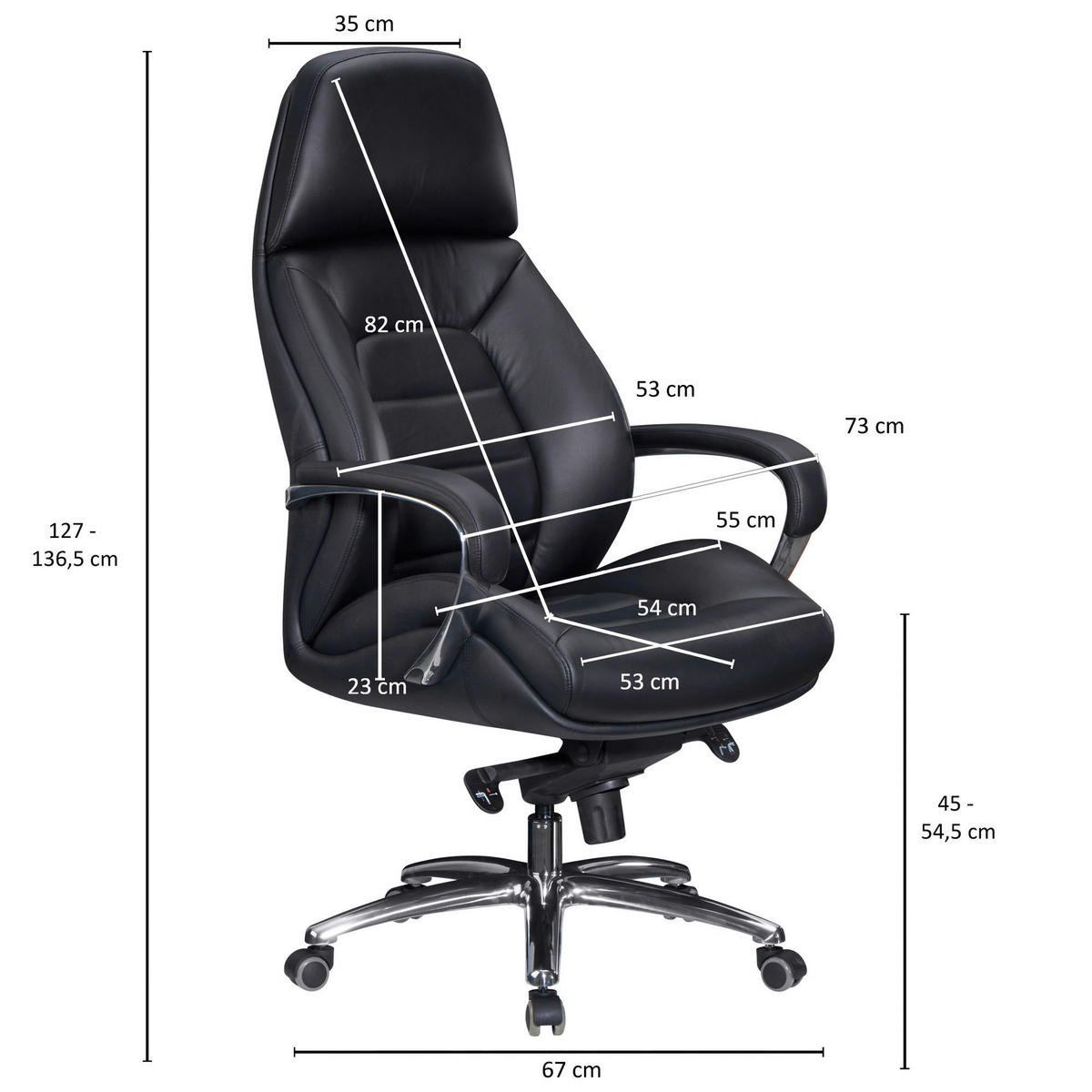 Drehstuhl schwarz Bürostuhl - schwarz (67,00/137,00/67,00cm) - Amstyle