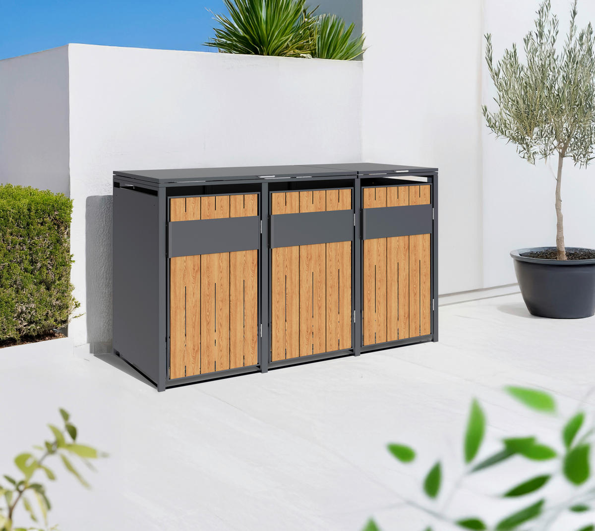 Westmann Mülltonnenbox Varius Holzoptik B/H/L: ca. 198x116x80 cm Varius - Holzoptik (80,00/198,00/116,00cm) - Westmann