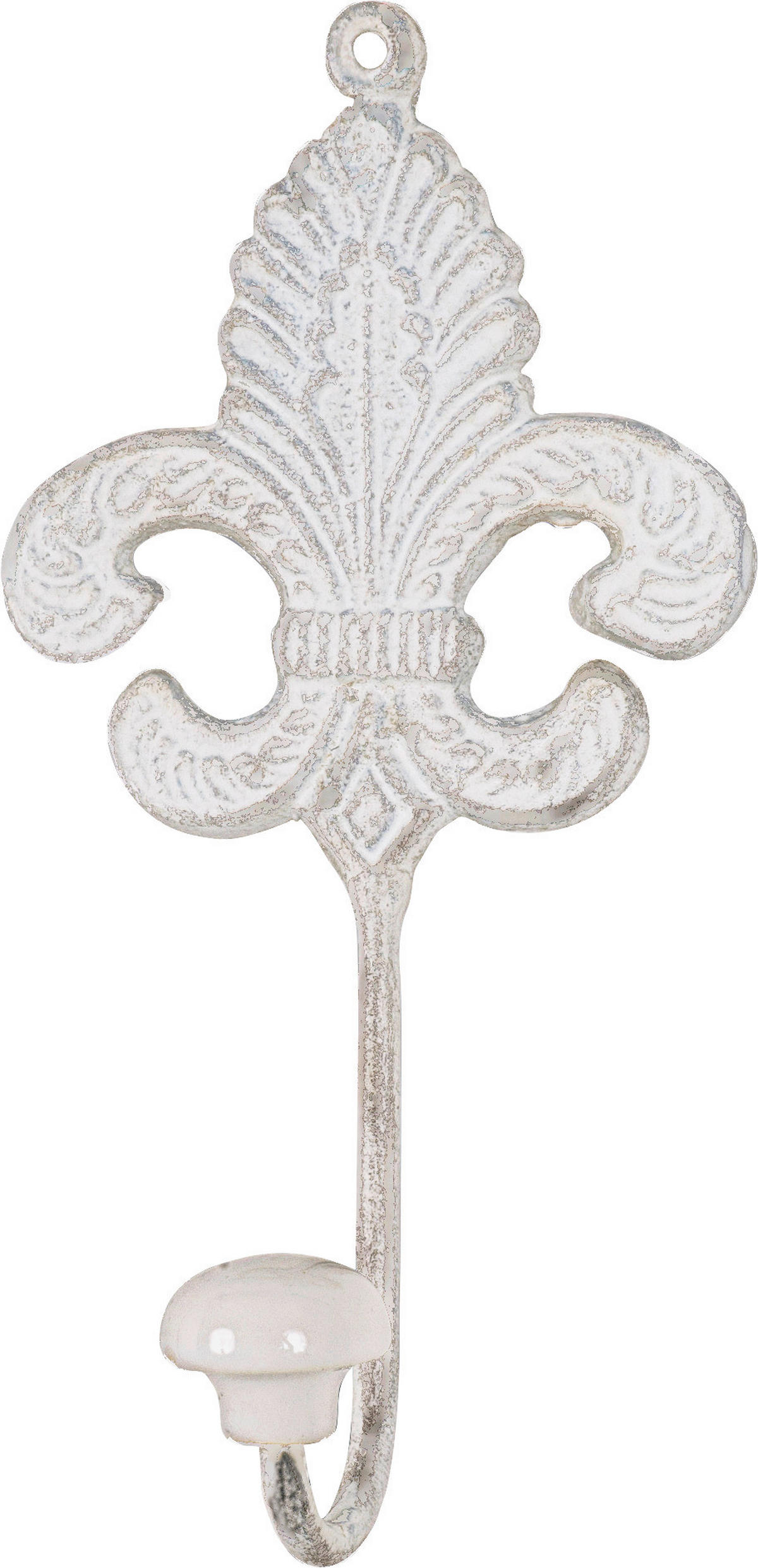 Garderobenhaken  weiß Antik lackiert Stahl B/H/T: ca. 10x20x5 cm Bea_1_Garderobenhaken 32344 - weiß (10,00/20,00/5,00cm)