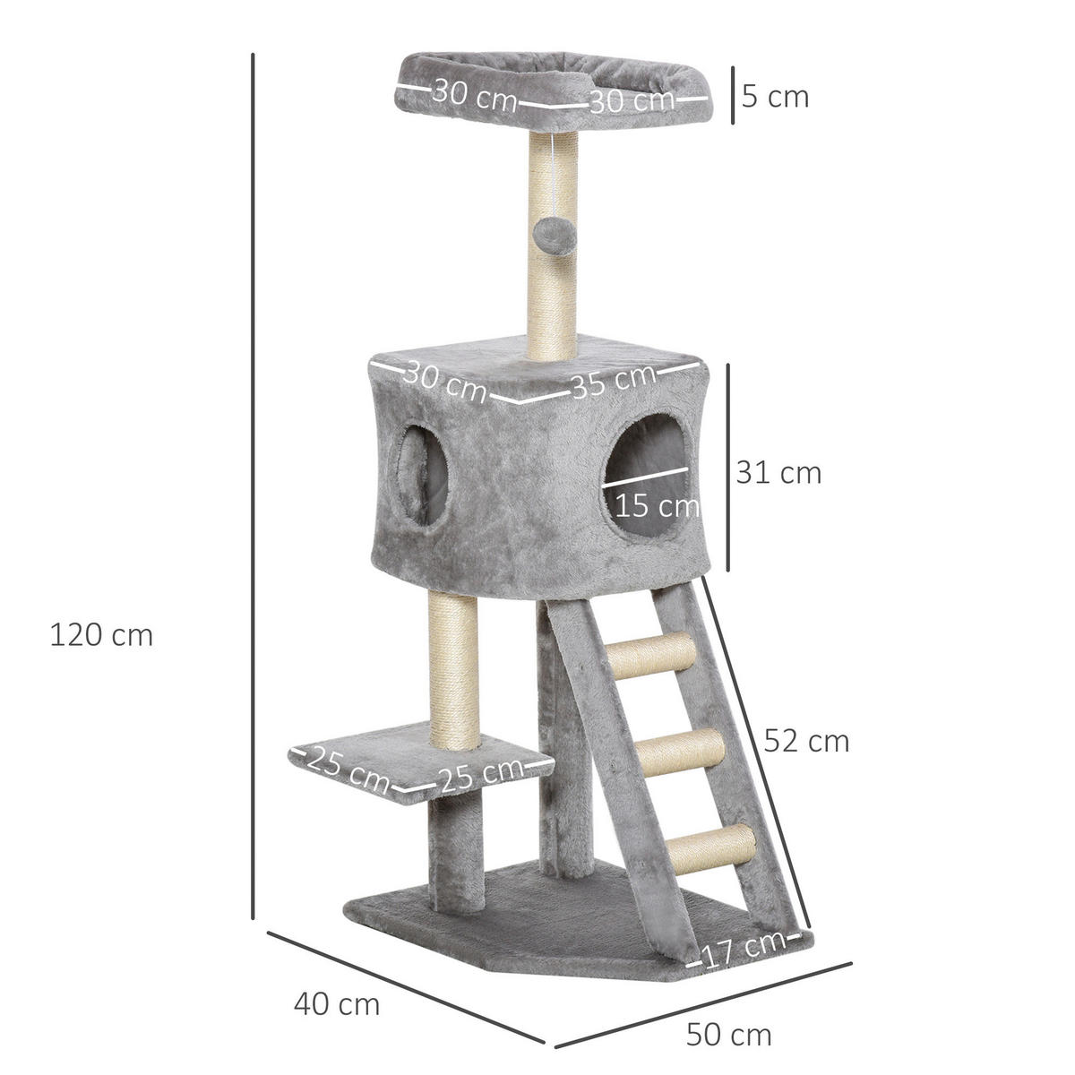 PawHut Katzenbaum Katzenbaum - (40,00/50,00/120,00cm) - PawHut