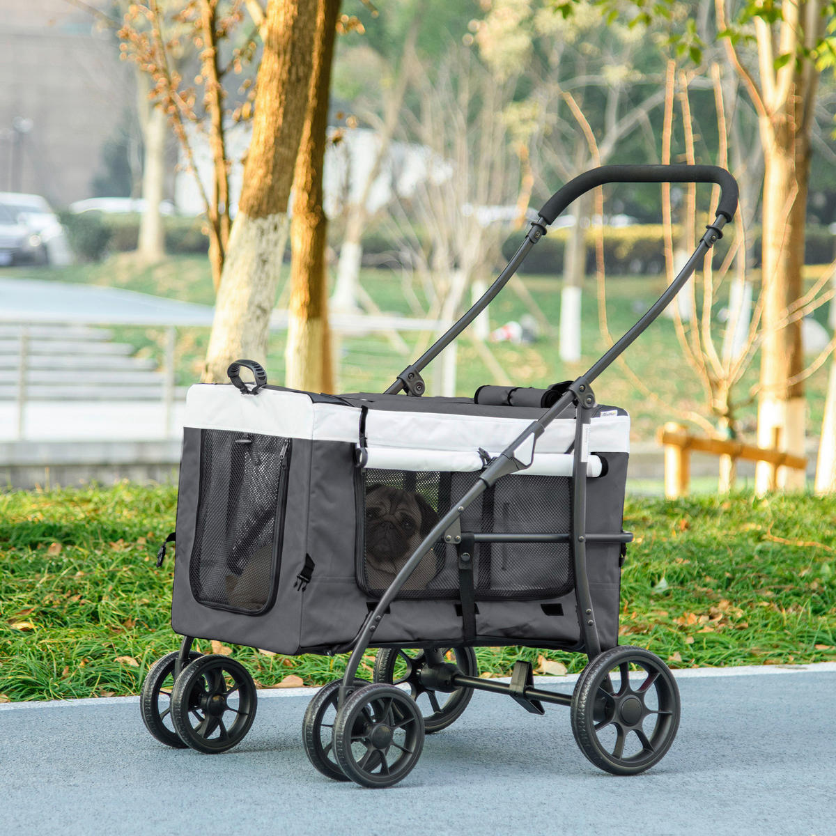 PawHut Hunde-Zubehör grau Edelstahl B/H/L: ca. 58x81x97,5 cm Hundebuggy - grau (97,50/58,00/81,00cm) - PawHut