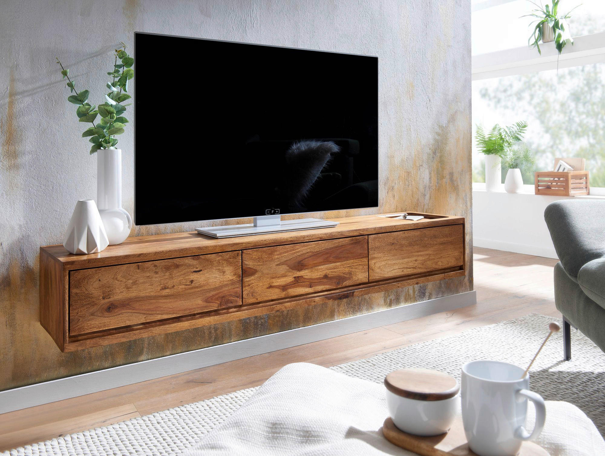 Lowboard rosenholz Nachbildung B/H/T: ca. 160x25x35 cm Lowboard - rosenholz (160,00/25,00/35,00cm) - Wohnling