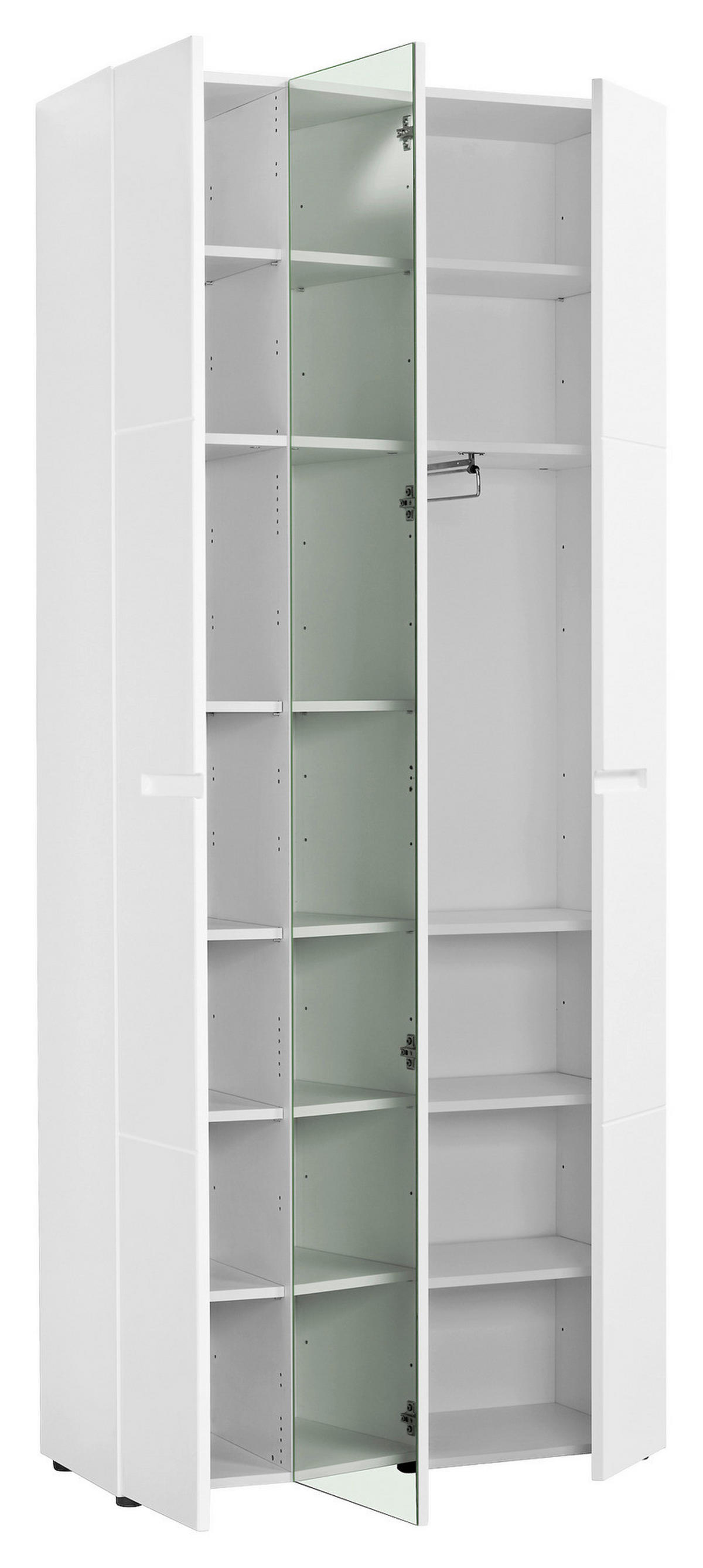 Mehrzweckschrank Mailand 23 weiß weiß Hochglanz B/H/T: ca. 86x202x35 cm Mailand 23 - weiß (86,00/202,00/35,00cm)