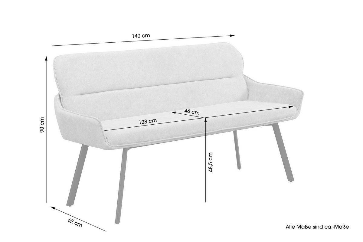 Sitzbank RICO schwarz taupe Metall Stoff B/H/T: ca. 140x90x62 cm RICO - schwarz/taupe (140,00/90,00/62,00cm) - byLIVING