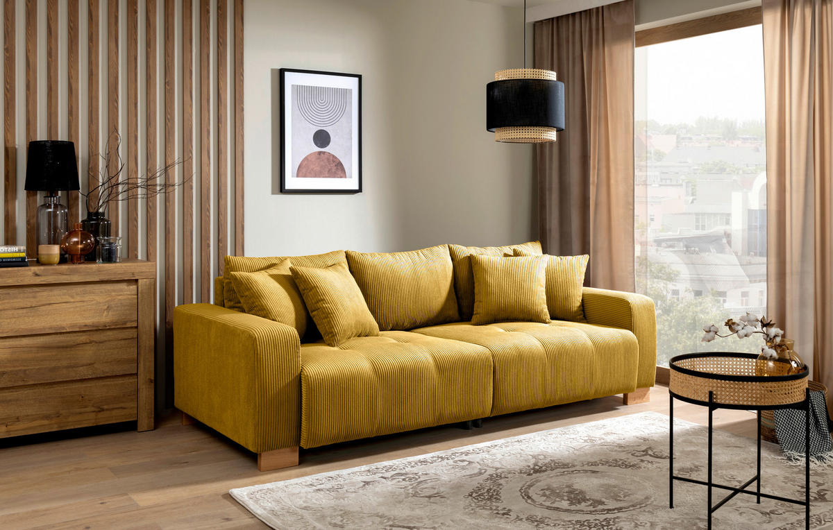 Big Sofa Alpha New goldgelb Microfaser B/H/T: ca. 244x85x112 cm Alpha New - buche/goldgelb (244,00/85,00/112,00cm)