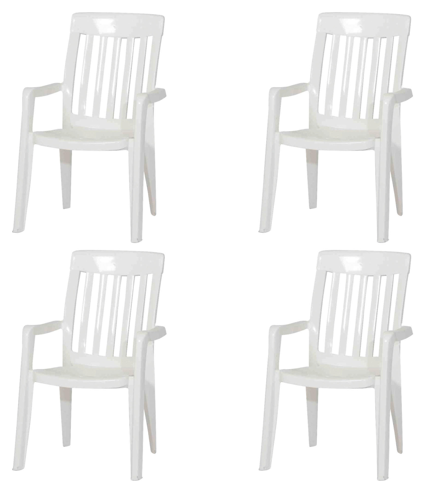 Sieger Stapelsessel Palma Sieger 4er-Set Palma weiß Kunststoff B/H/L: ca. 59x92x65 cm Palma - weiß (65,00/59,00/92,00cm) - Sieger