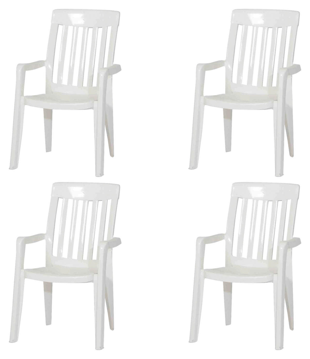 Sieger Stapelsessel Palma Sieger 4er-Set Palma weiß Kunststoff B/H/L: ca. 59x92x65 cm Palma - weiß (65,00/59,00/92,00cm) - Sieger