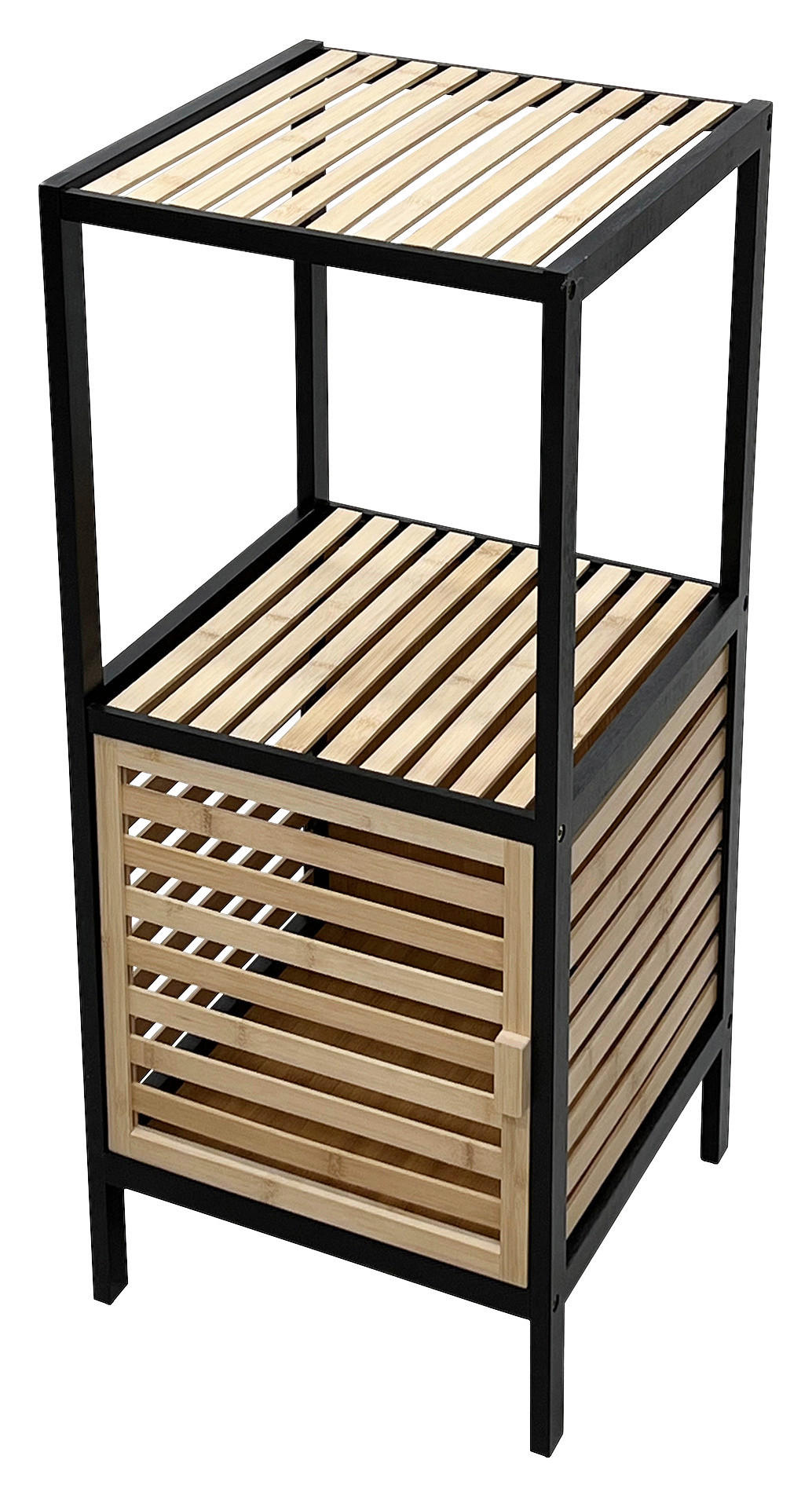Badregal Jennifer natur schwarz Bambus B/H/T: ca. 35x80x35 cm Jennifer - natur/schwarz (35,00/80,00/35,00cm)