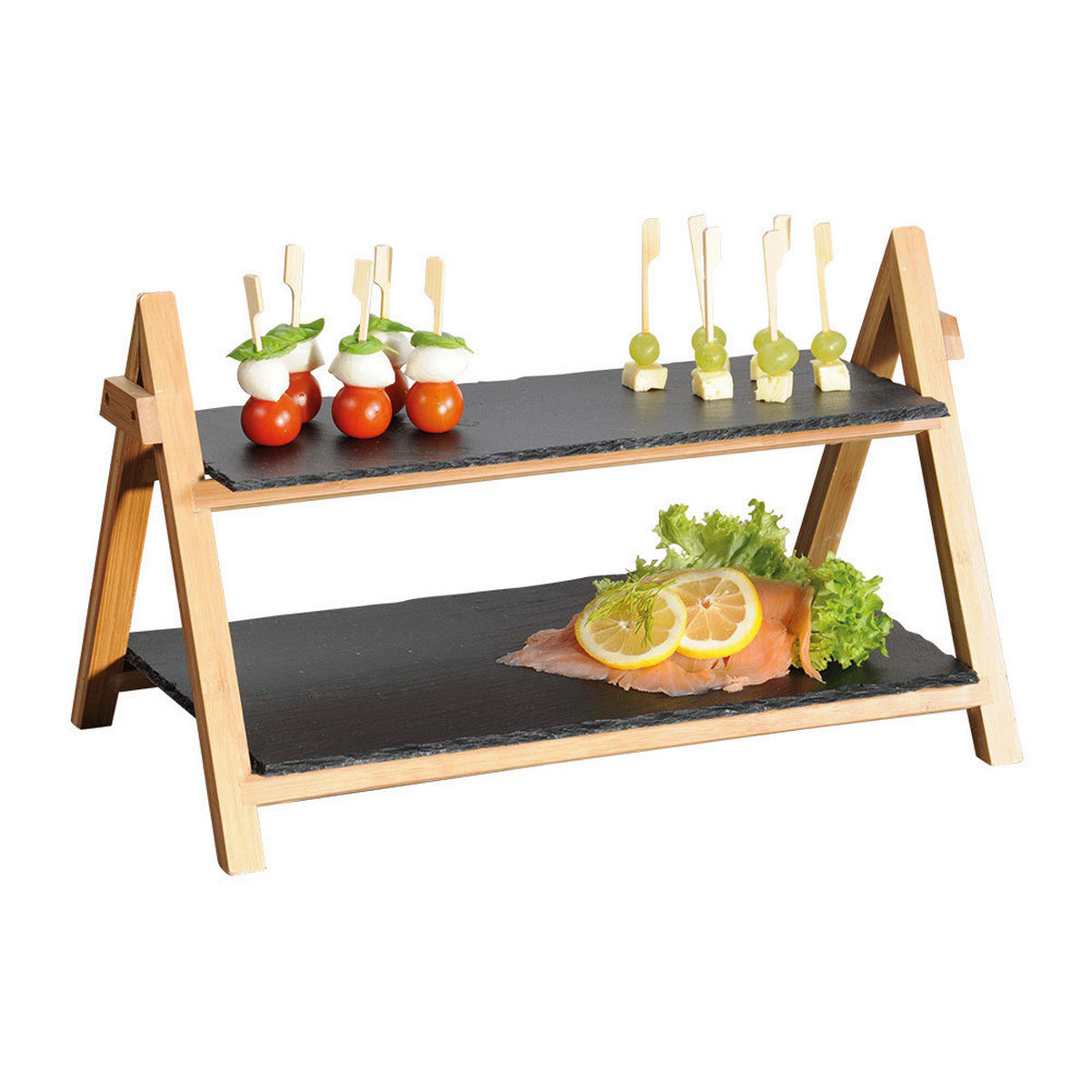 Kesper Etagere schwarz Schiefer B/H/L: ca. 45x31x6 cm Etagere_2stufig - schwarz (6,00/45,00/31,00cm) - Kesper