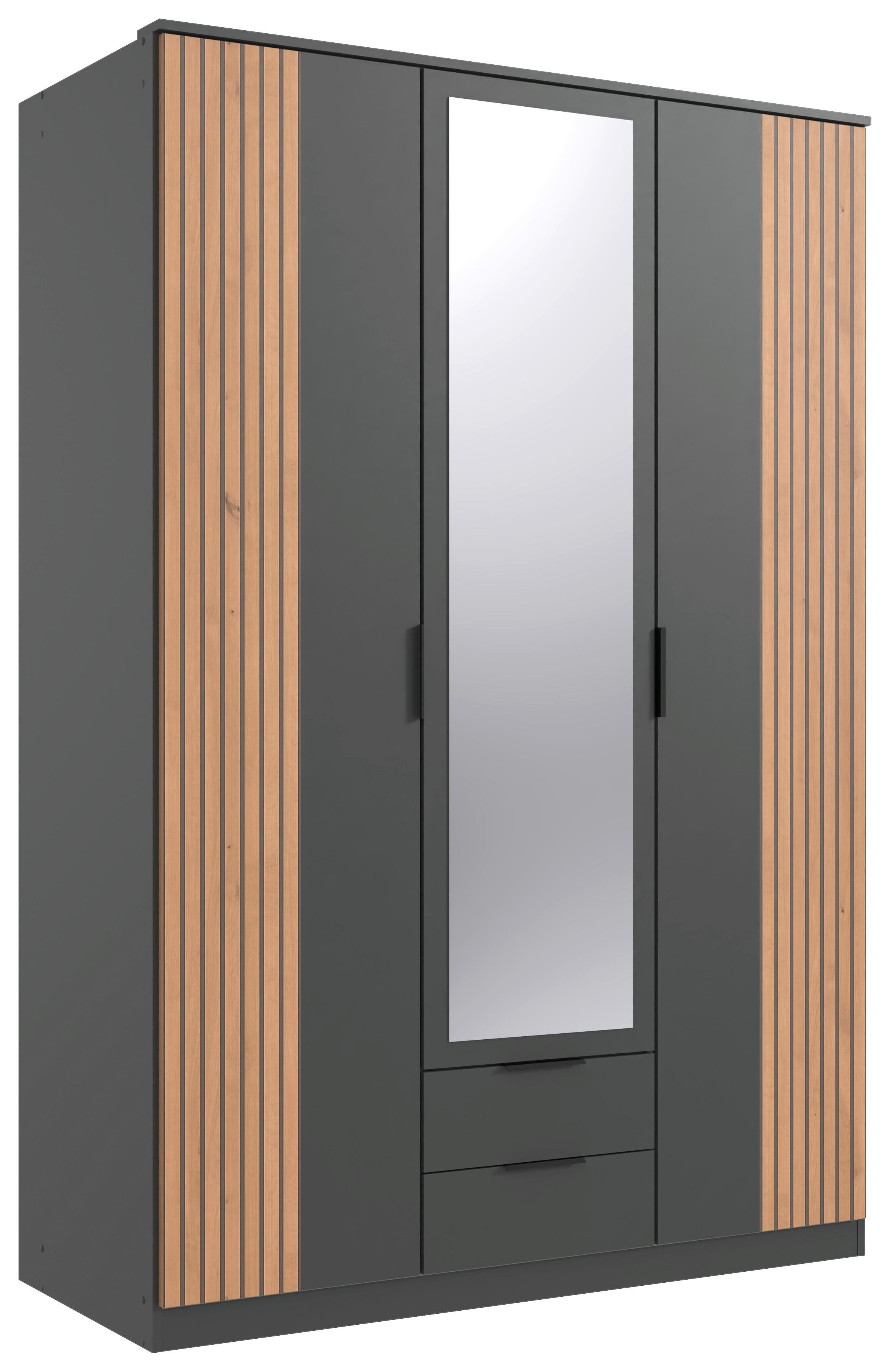Kleiderschrank Lübeck Graphit Eiche Artisan Nachbildung B/H/T: ca. 135x199x58 cm Lübeck - Eiche/Graphit (135,00/199,00/58,00cm)