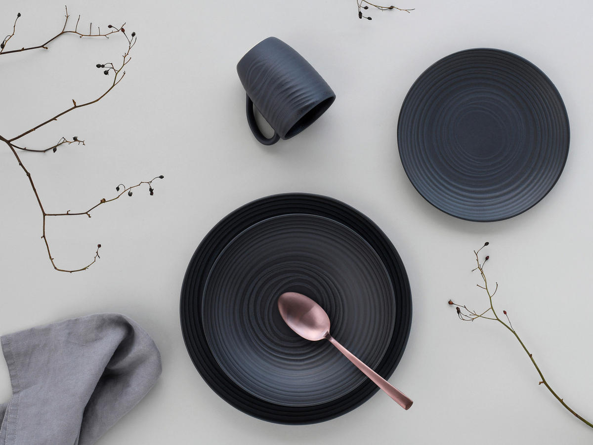 CreaTable Kaffeebecher Lava Stone schwarz Steinzeug 6 tlg. Lava Stone - schwarz - CreaTable