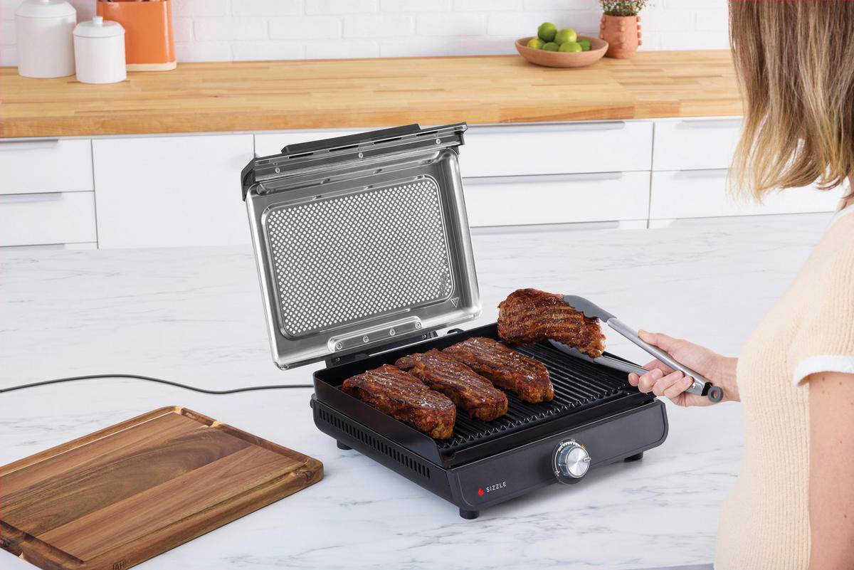 Ninja Grillplatte schwarz Edelstahl Aluminium B/H/L: ca. 7x13x37,5 cm Sizzle GR101EU - schwarz (37,50/7,00/13,00cm) - Ninja