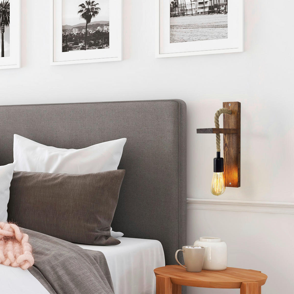 Opviq Wandleuchte nussbaum Kiefer B/H/L: ca. 9x40x17 cm E27 1 Brennstellen Ahsap Aplik 17 - nussbaum (17,00/9,00/40,00cm) - Opviq