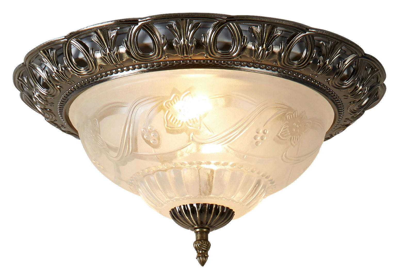 Searchlight Deckenleuchte messing Stahl Glas B/H/L/D: ca. 33x17x33x33 cm E14 2 Brennstellen Derby - messing (33,00/33,00/17,00cm) - Searchlight