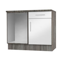 Eckunterschrank weiß Hochglanz B/H/T: ca. 110x82x57 cm Judith_Eck-Unterschr._Stellm.110cm - weiß/silber (110,00/82,00/57,00cm)