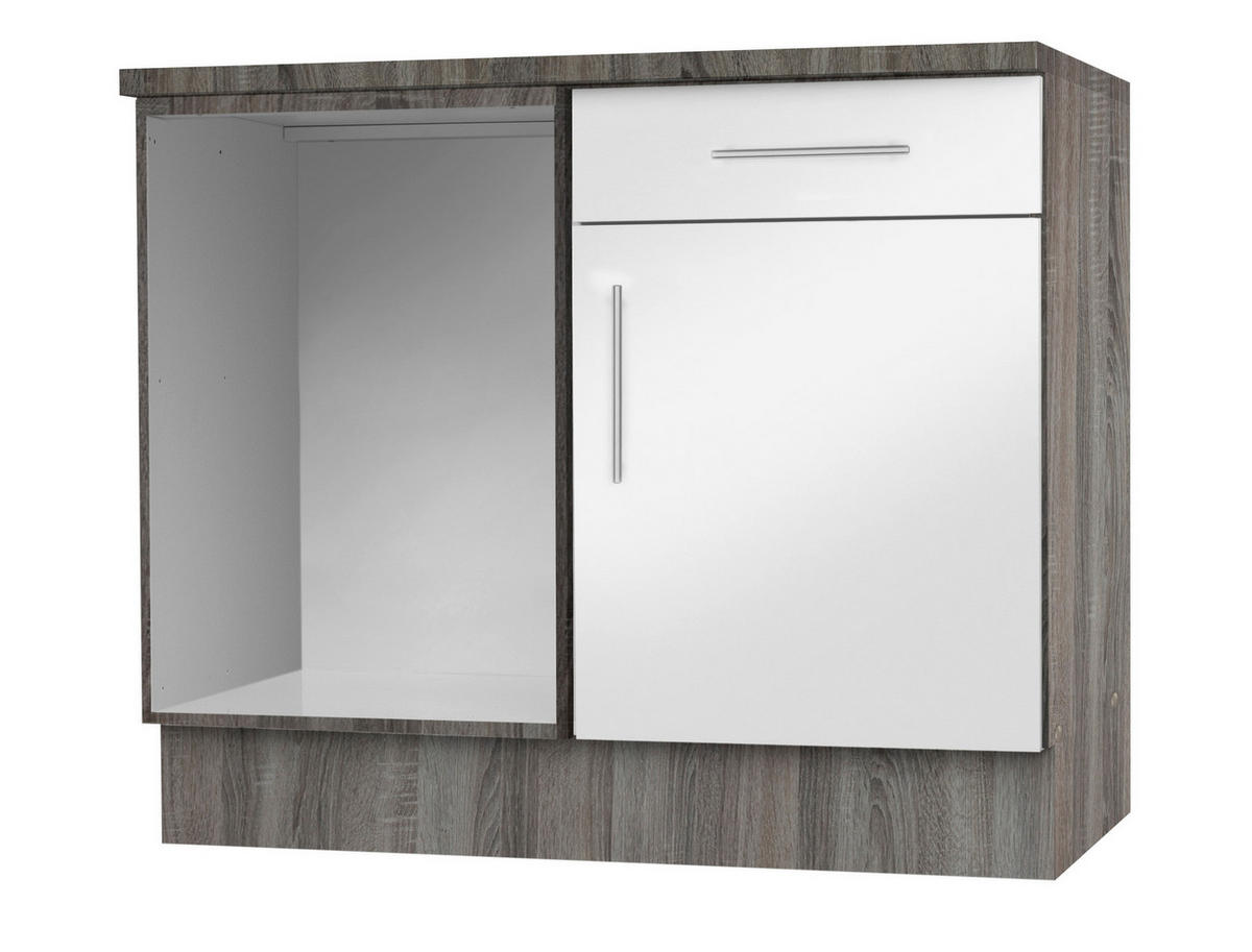 Eckunterschrank weiß Hochglanz B/H/T: ca. 110x82x57 cm Judith_Eck-Unterschr._Stellm.110cm - weiß/silber (110,00/82,00/57,00cm)