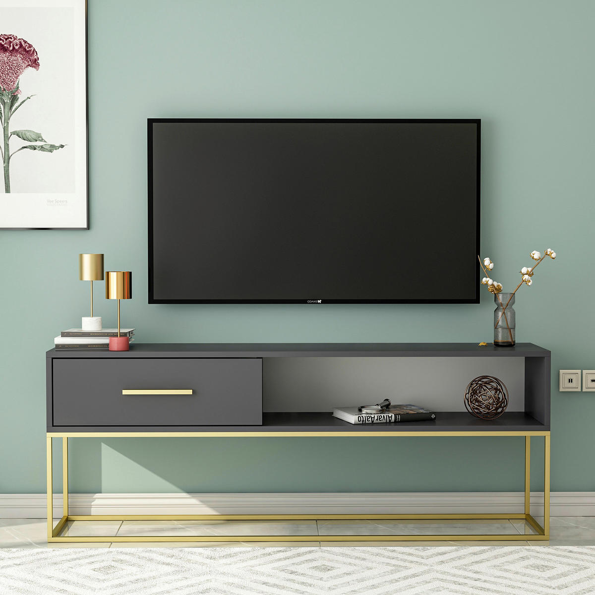 TV-Lowboard Mira anthrazit B/H/T: ca. 160x60x35 cm Mira - anthrazit (160,00/60,00/35,00cm) - moebel17