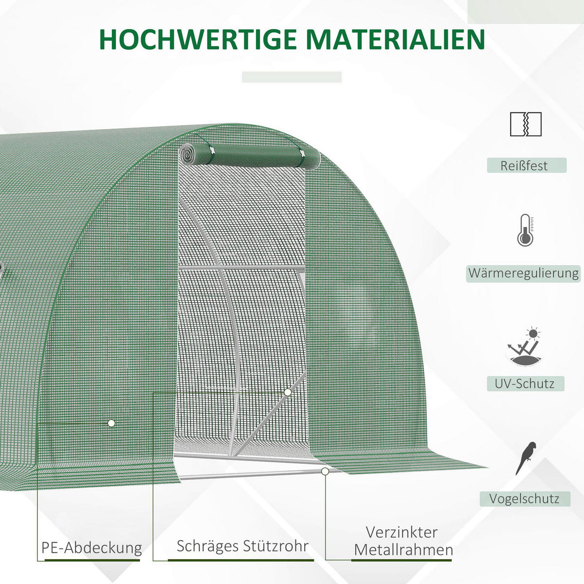 Outsunny Gewächshaus B/H/L: ca. 300x200x450 cm Gewächshaus - dunkelgrün (450,00/300,00/200,00cm) - Outsunny