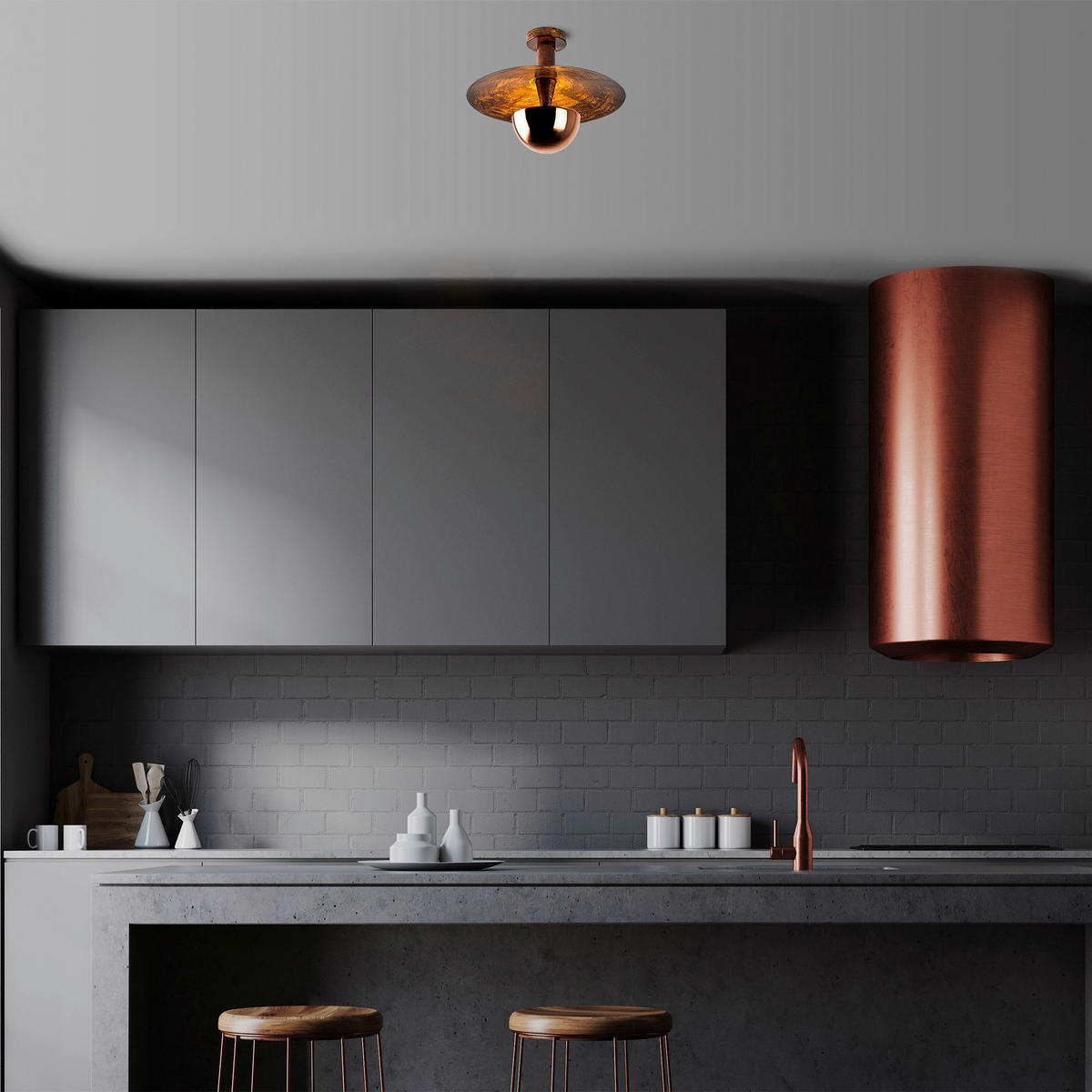 Opviq Deckenleuchte Kurt Kupfer Metall B/H/T/L/D: ca. 38x31x38x38x38 cm G9 1 Brennstellen Kurt - Kupfer (38,00/38,00/31,00cm) - Opviq