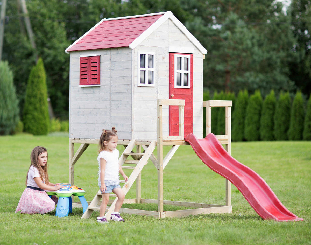 Wendi Toys Spielhaus Tiger hellgrau B/H/T: ca. 197x242x310 cm Tiger - hellgrau/rot (197,00/242,00/310,00cm) - Wendi Toys
