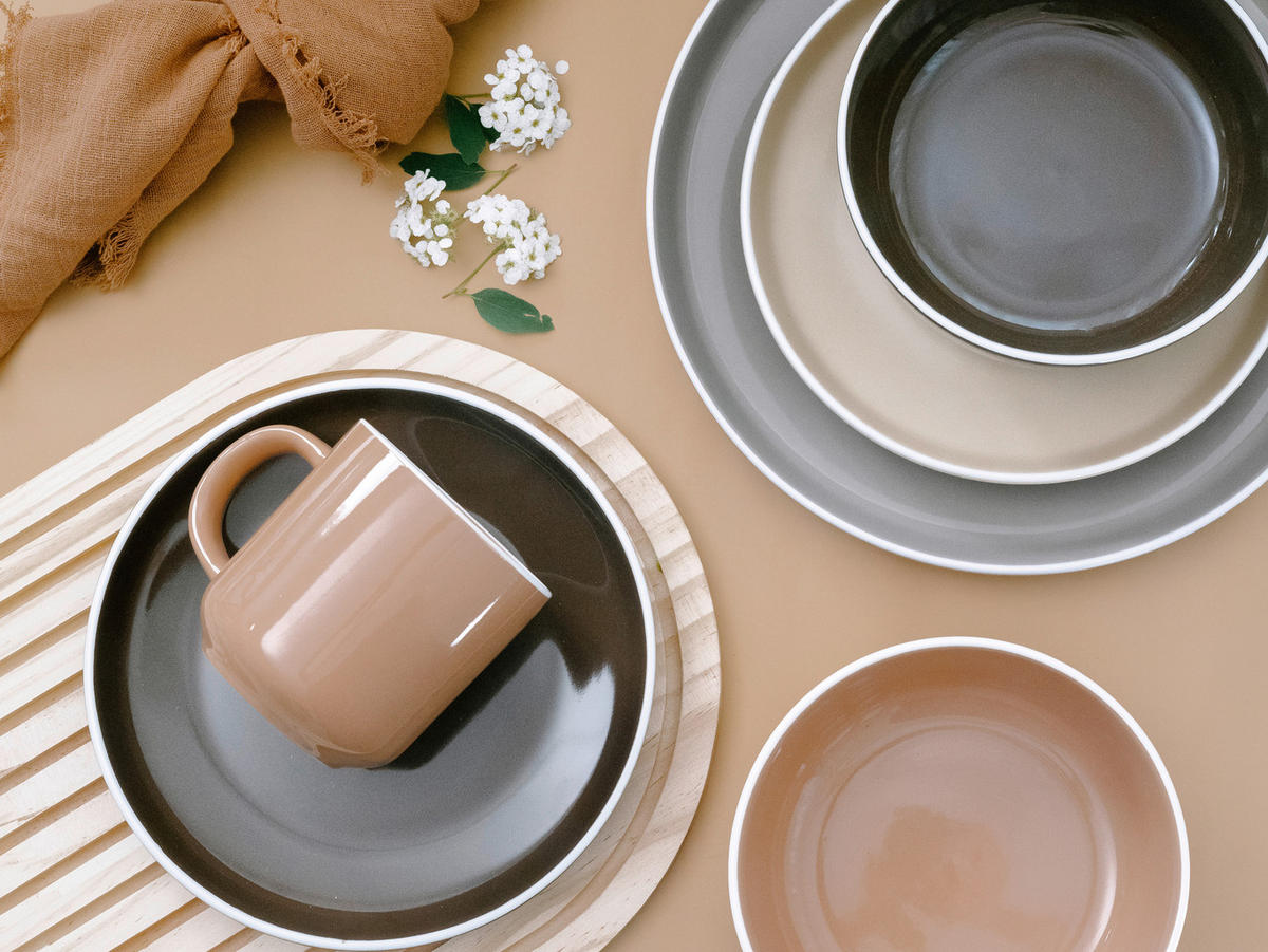 CreaTable Kombiservice Nordic Mocha Mousse braun Steinzeug 16 tlg. Nordic Mocha Mousse - braun - CreaTable