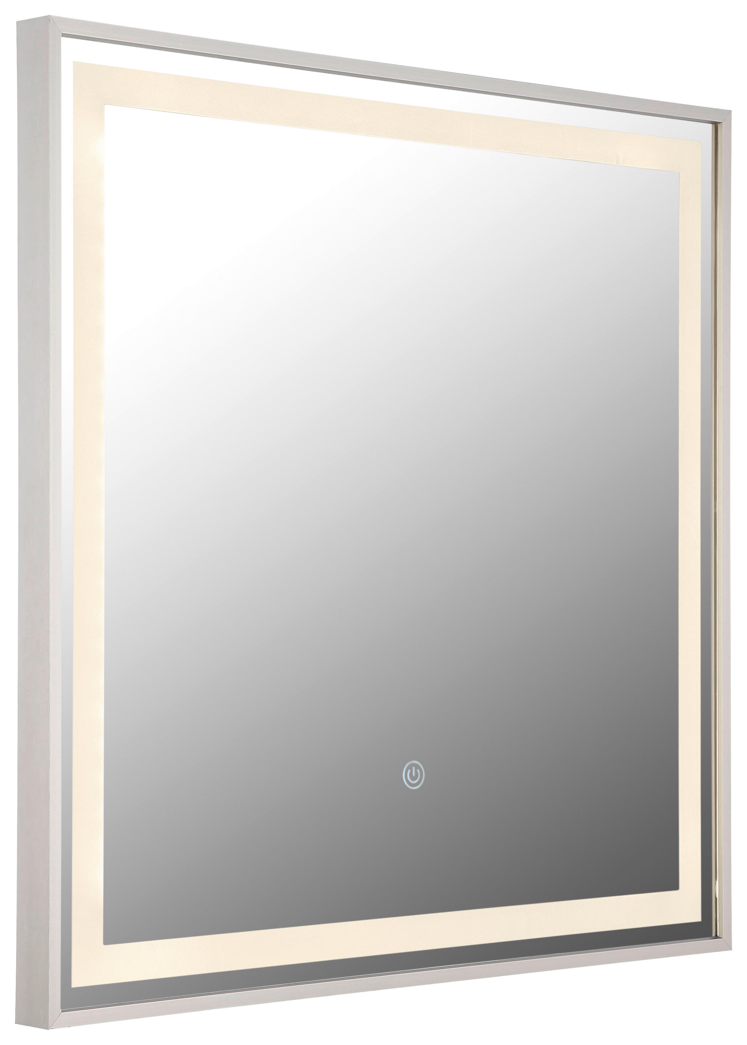 GLOBO LED-Wandspiegel Opal nickel matt Kunststoff Glas Metall B/H/T: ca. 50x50x2,8 cm 1 Brennstellen RIVAS - nickel matt/Opal (50,00/50,00/2,80cm) - GLOBO