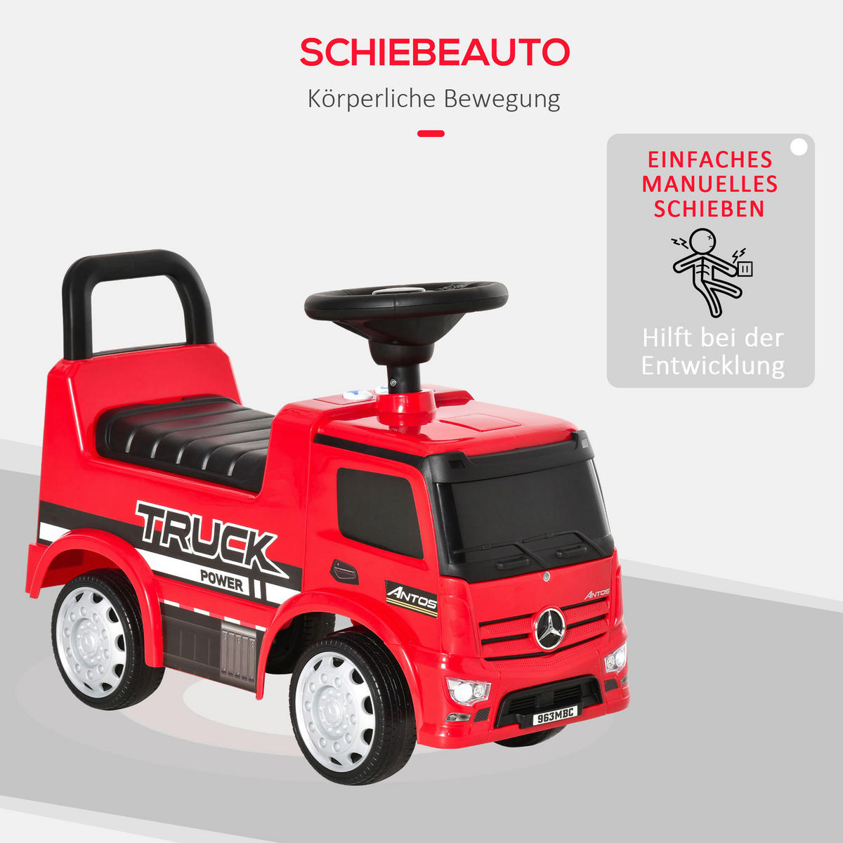 HOMCOM Kinder-Rutschfahrzeug B/H/L: ca. 28,5x45x62,5 cm Rutschfahrzeug - rot/schwarz (62,50/28,50/45,00cm) - HOMCOM