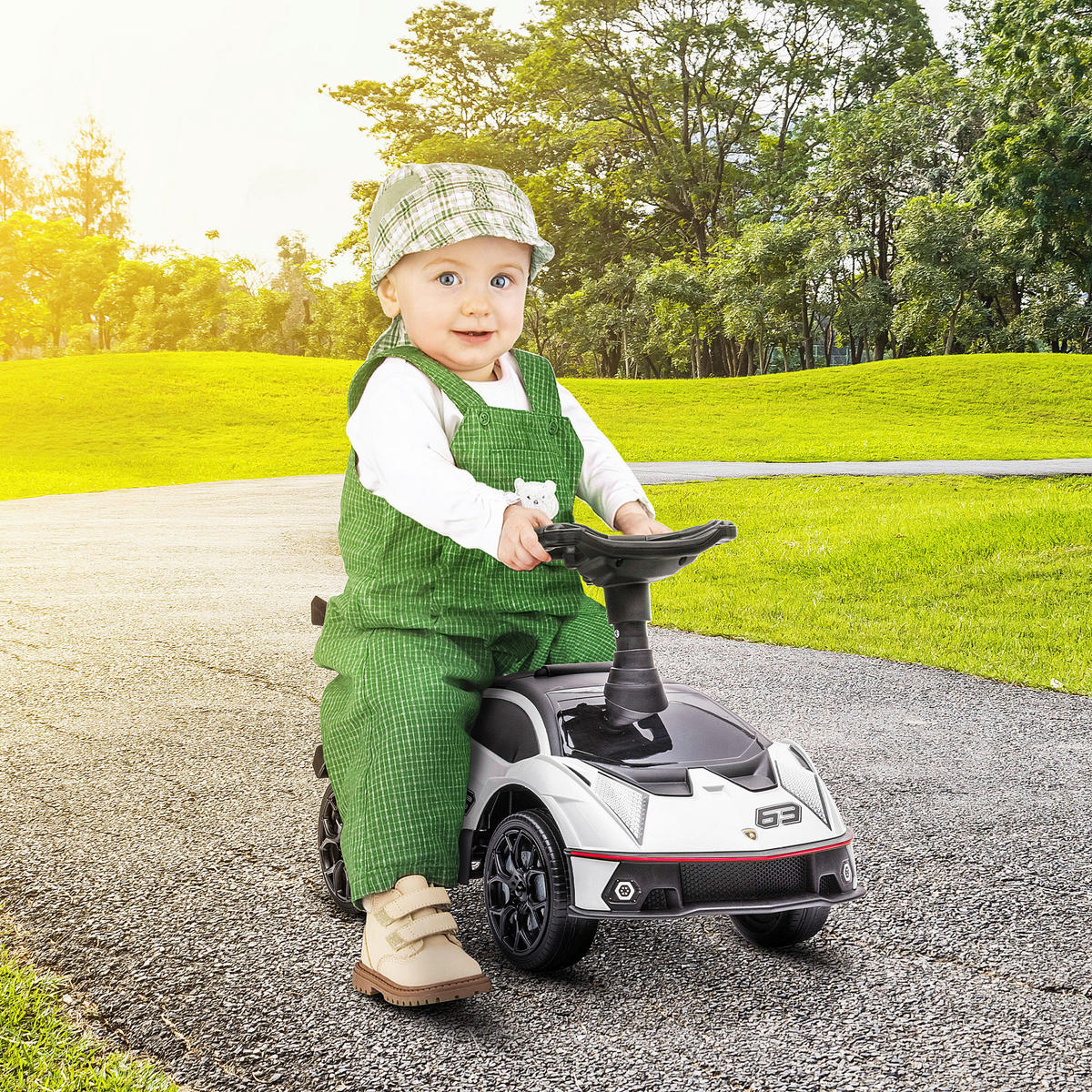 AIYAPLAY Kinder-Elektroauto schwarz B/H/L: ca. 28x38x67 cm Kinder Elektroauto - weiß/schwarz (67,00/28,00/38,00cm) - AIYAPLAY