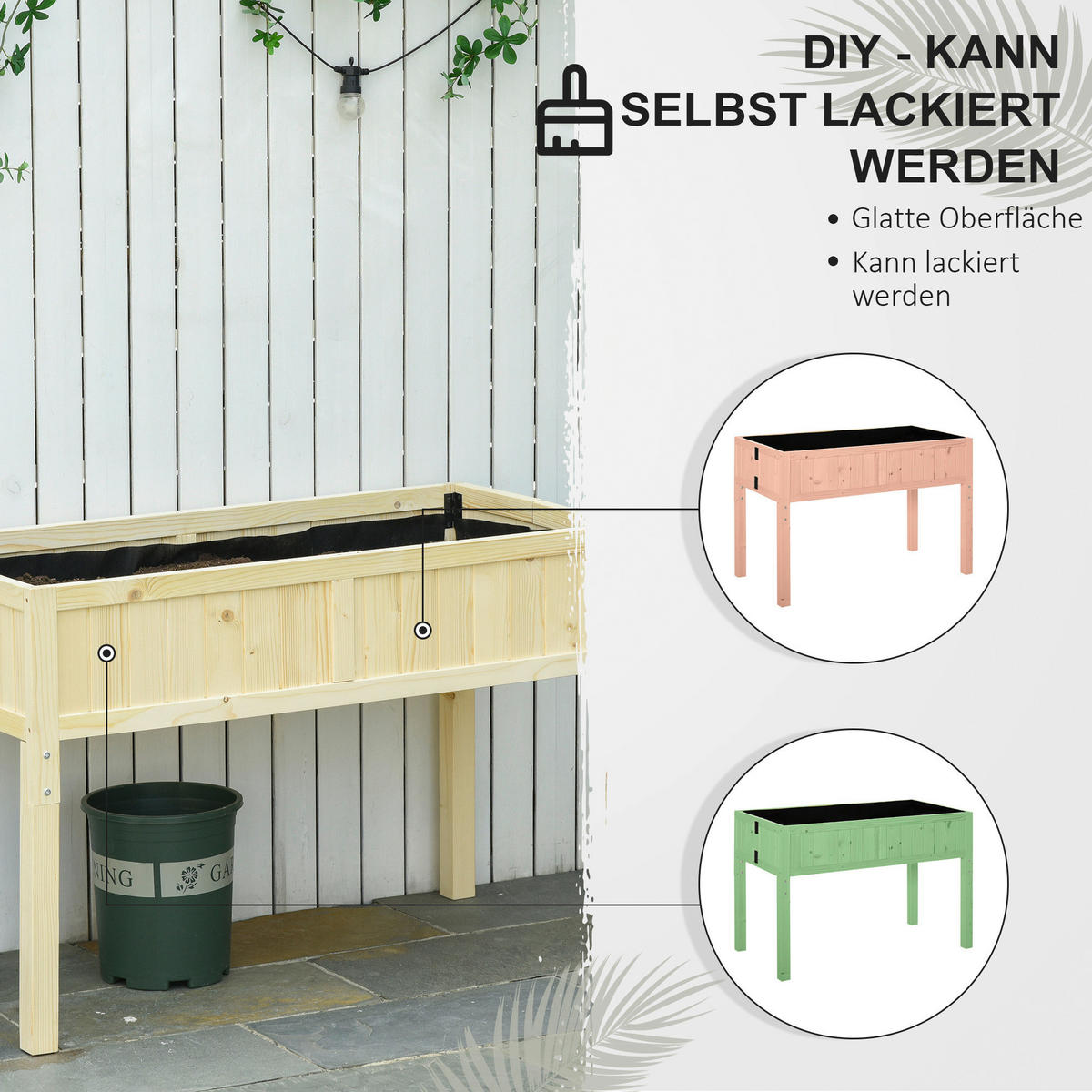Outsunny Hochbeet natur B/H/L: ca. 56x76x115 cm Hochbeet - natur (115,00/56,00/76,00cm) - Outsunny