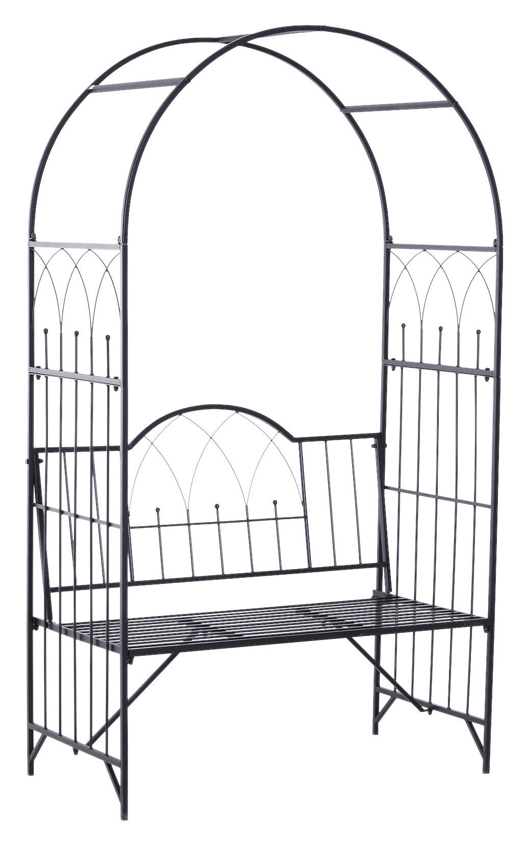 Outsunny Bank schwarz Metall B/H/T: ca. 115x203x59 cm Bank - schwarz (115,00/203,00/59,00cm) - Outsunny