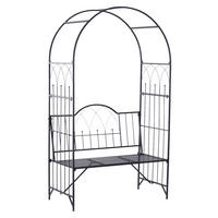 Outsunny Bank schwarz Metall B/H/T: ca. 115x203x59 cm Bank - schwarz (115,00/203,00/59,00cm) - Outsunny
