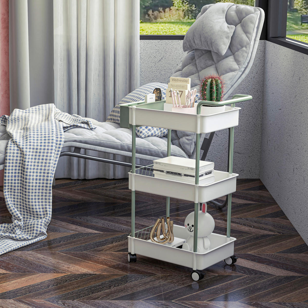 HOMCOM Küchenwagen weiß Polypropylen B/H/L: ca. 29,4x50x77 cm Küchenwagen - weiß (77,00/29,40/50,00cm) - HOMCOM